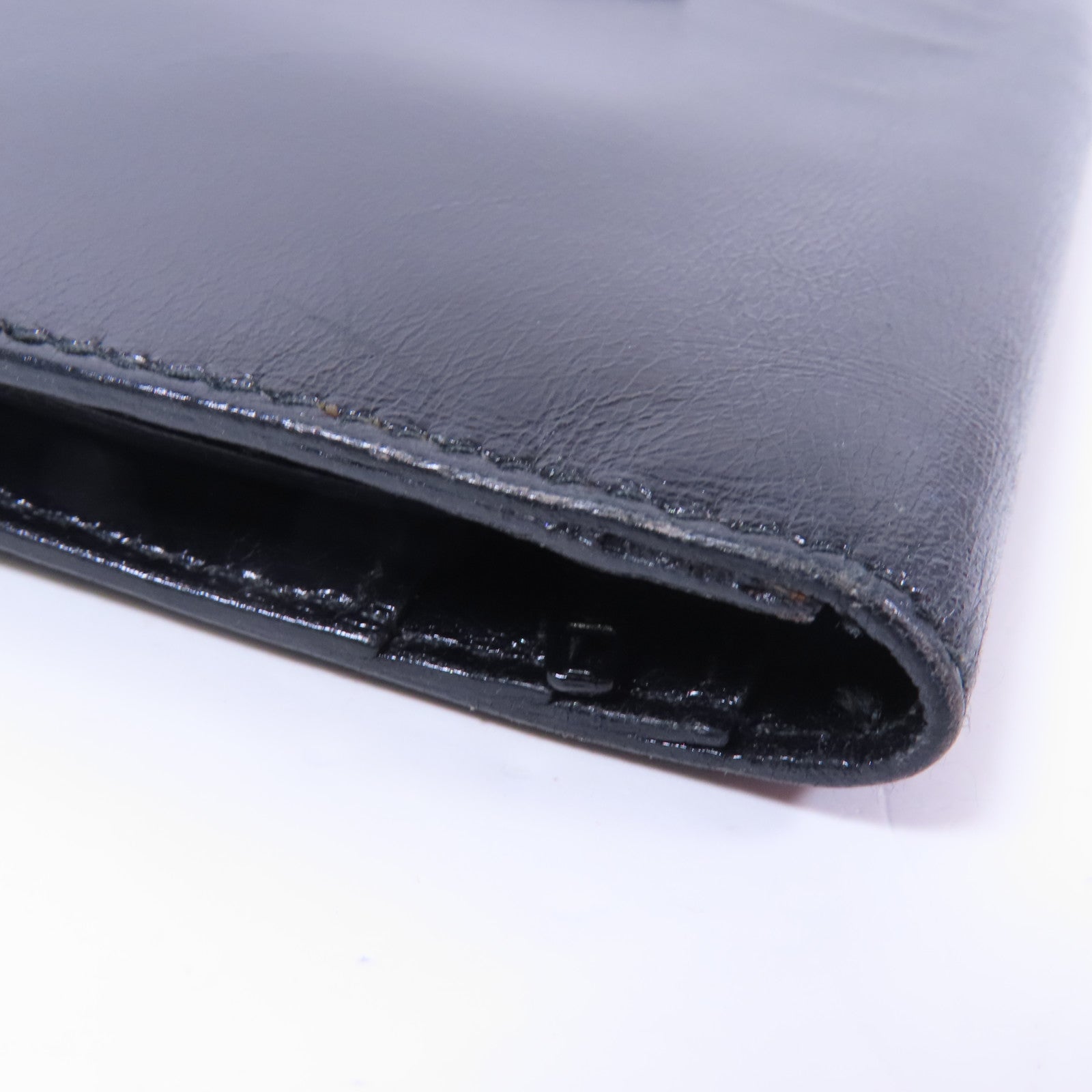 HERMES Boxcalf皮革Bearn銀扣長錢包Noir