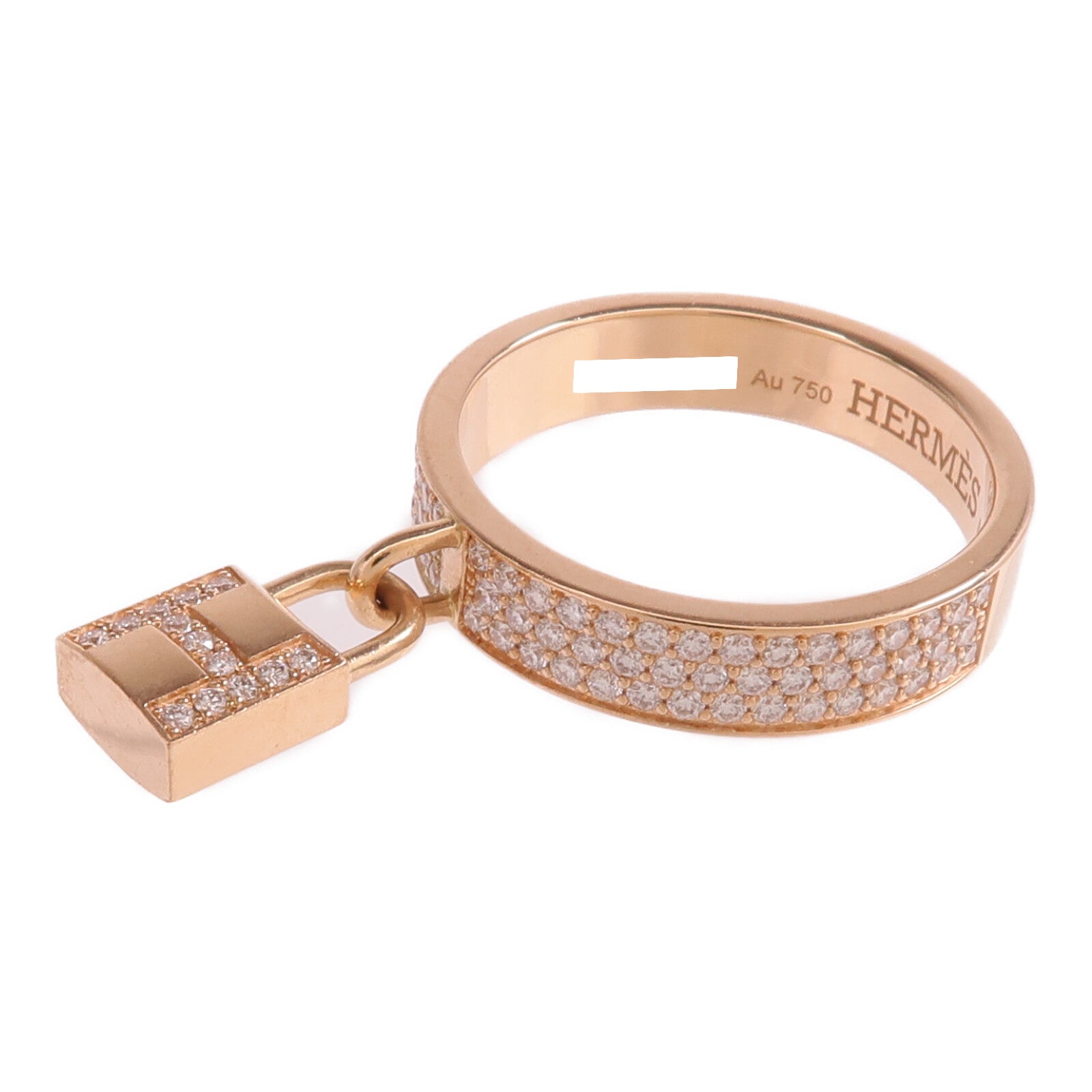 HERMES 18K玫瑰金Kelly Clochette Ring鑽石戒指Hermes#55/US#7.25