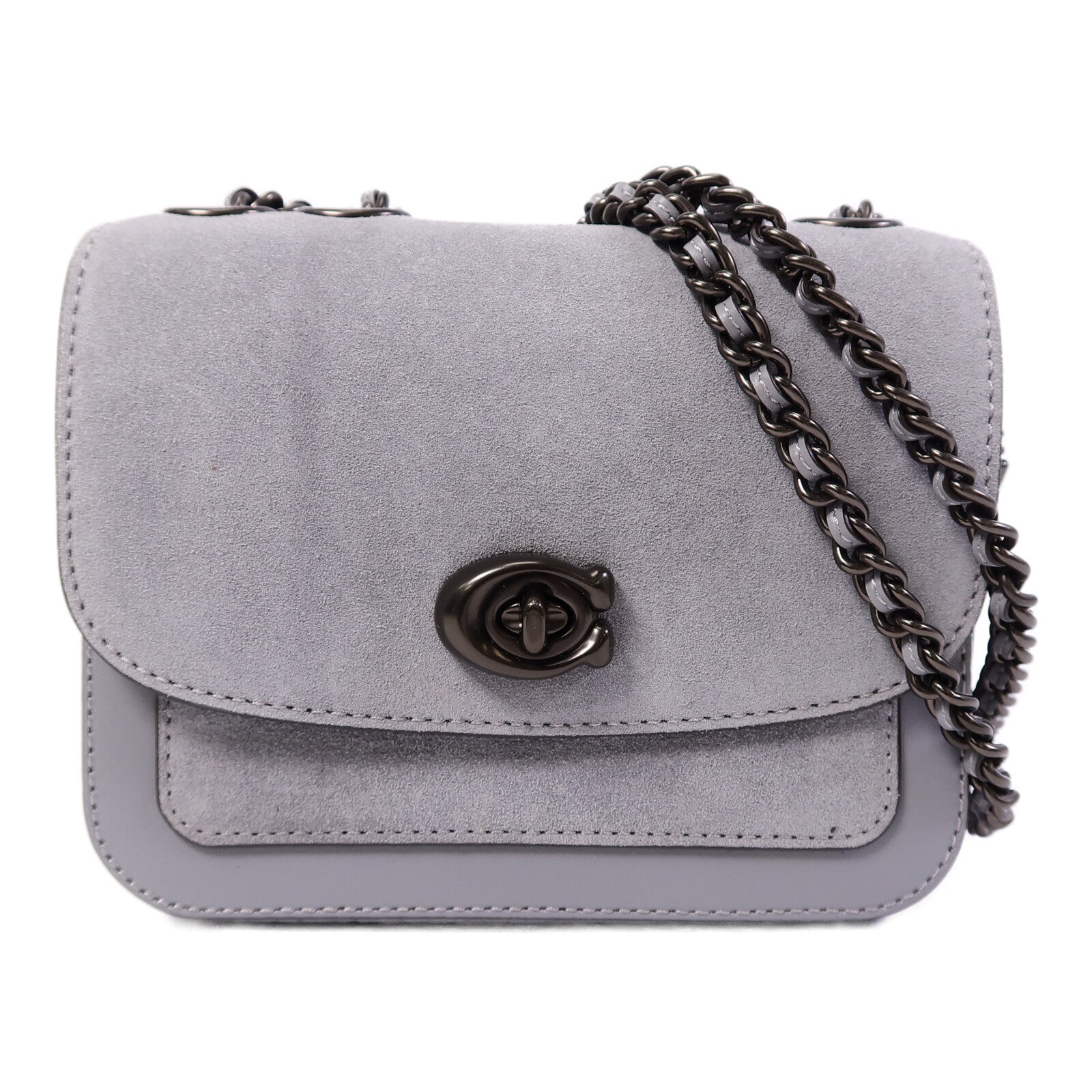 COACH 麂皮皮革Chain Shoulder Bag鏈帶肩背袋