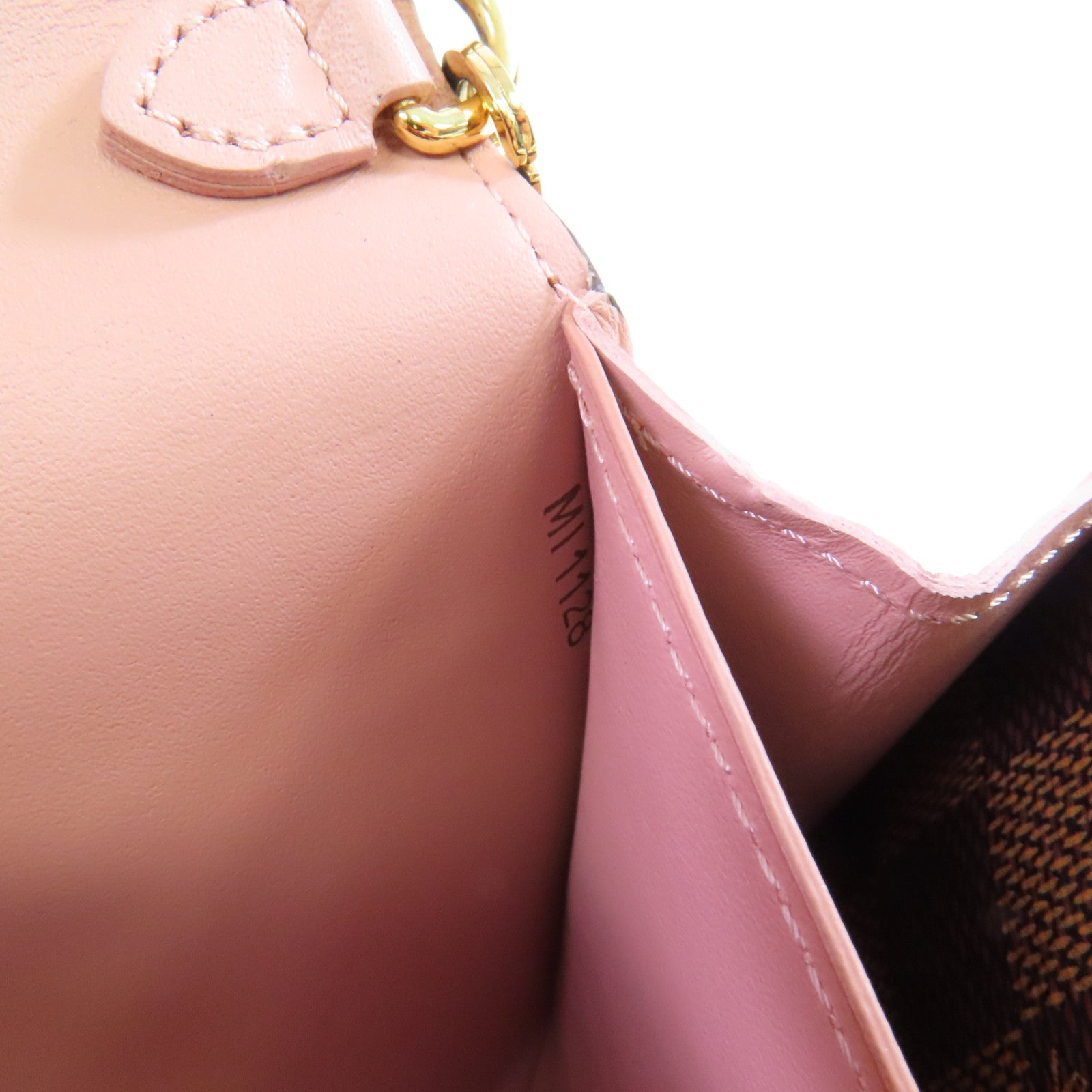 LOUIS VUITTON Damier Azur Croisette Chain Wallet Shoulder Bag金扣鏈帶肩背袋啡色/粉紅色