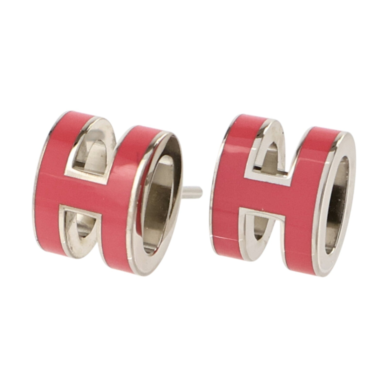 HERMES 金屬/琺瑯Mini Pop H Earrings耳環Rose Azalee