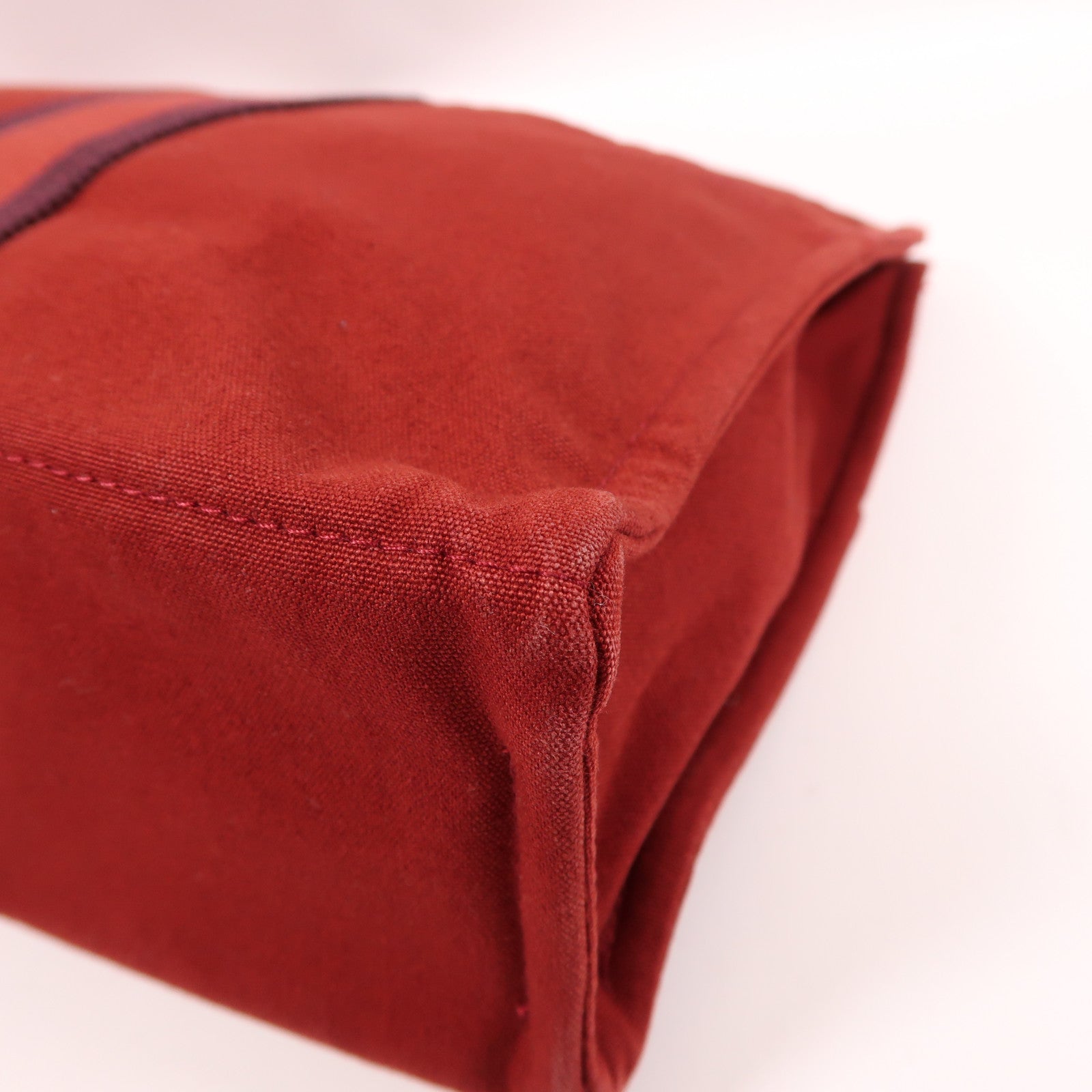 HERMES 帆布Fourre Tout MM銀扣手挽袋紅色