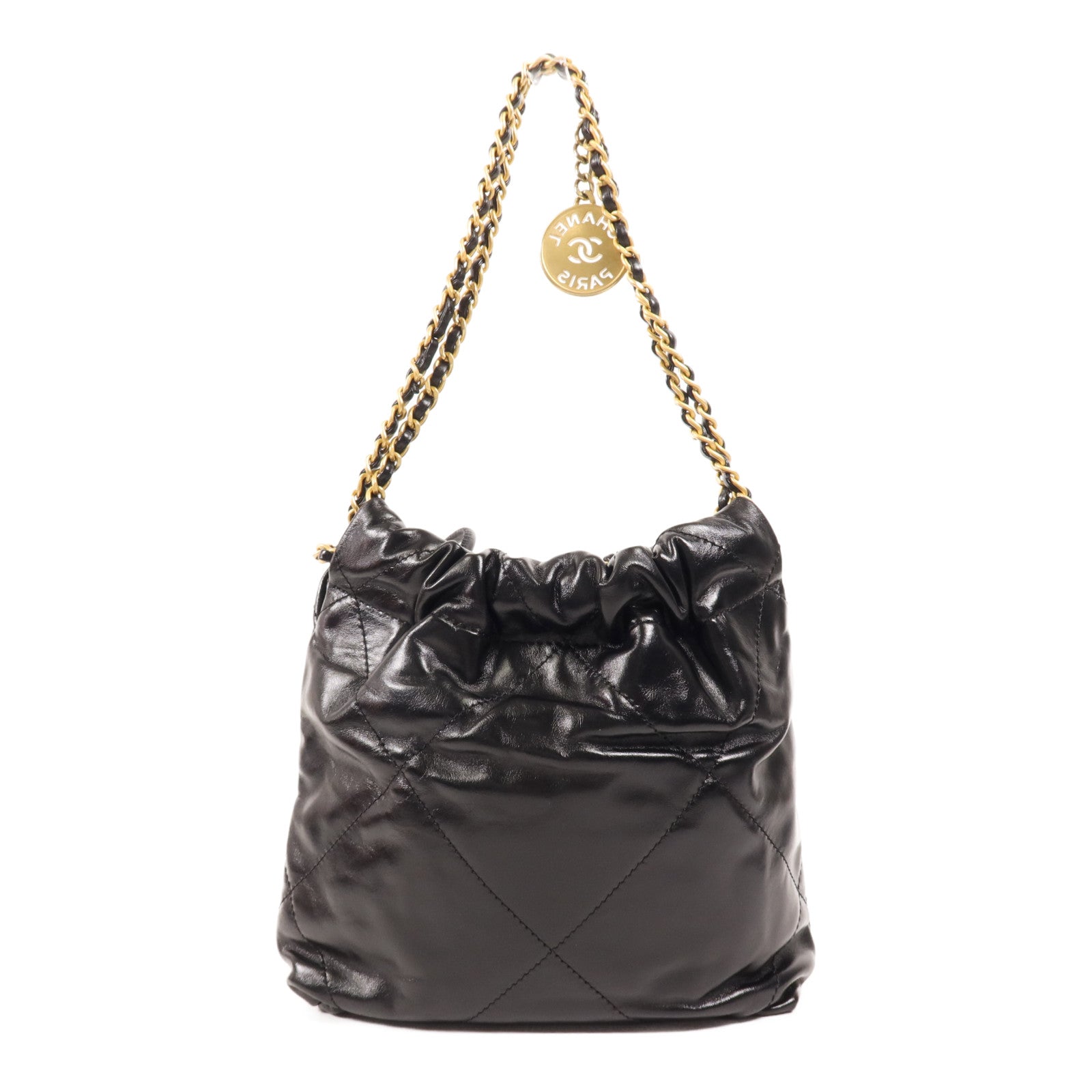 CHANEL 牛皮皮革Mini 22金扣手挽肩背兩用袋