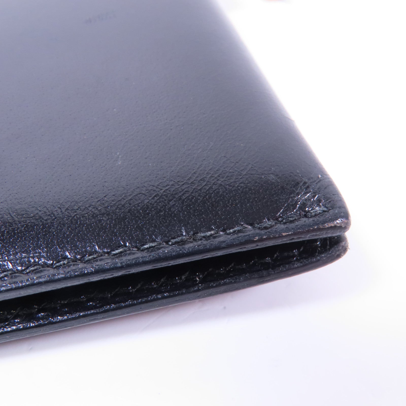 HERMES Boxcalf皮革Bearn銀扣長錢包Noir