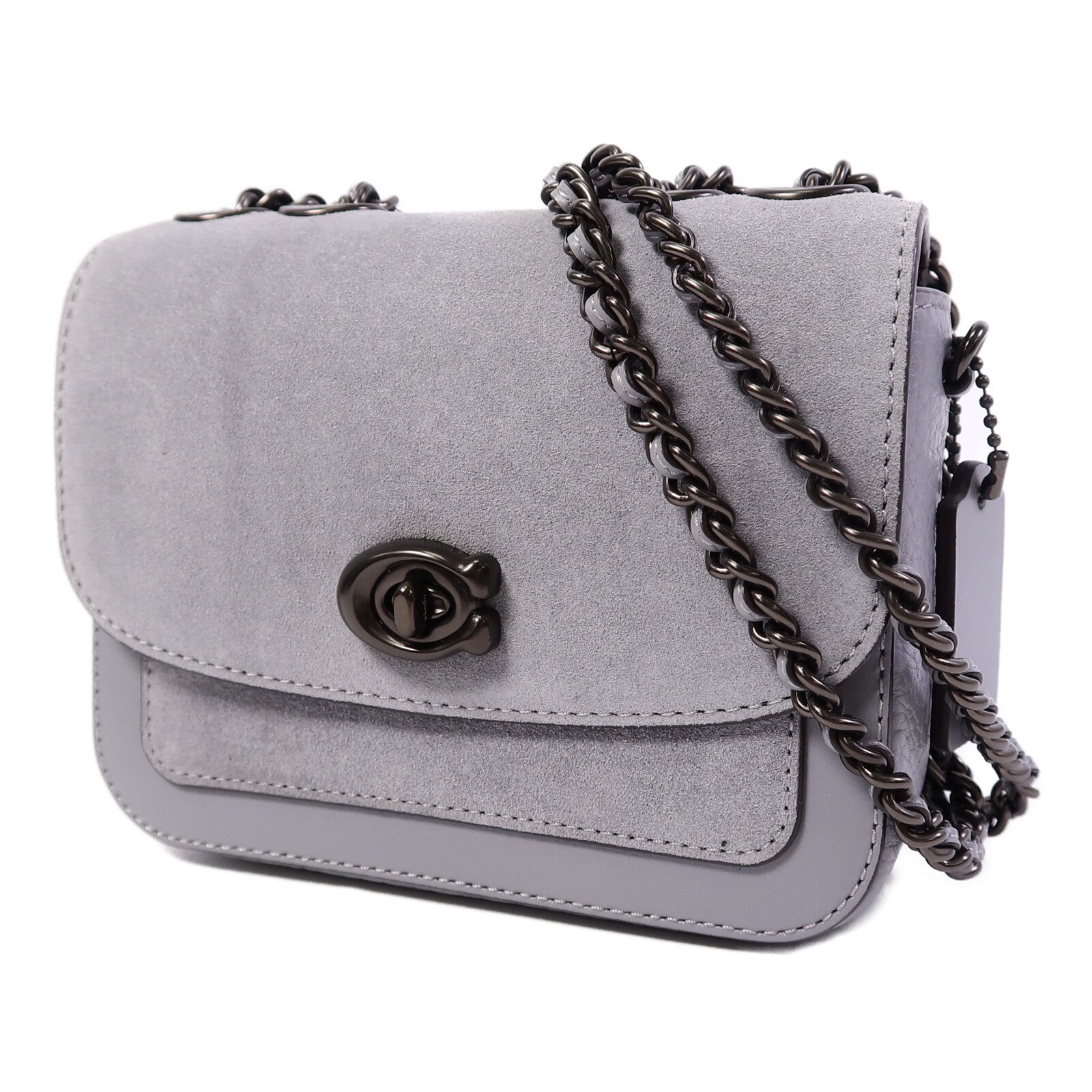 COACH 麂皮皮革Chain Shoulder Bag鏈帶肩背袋