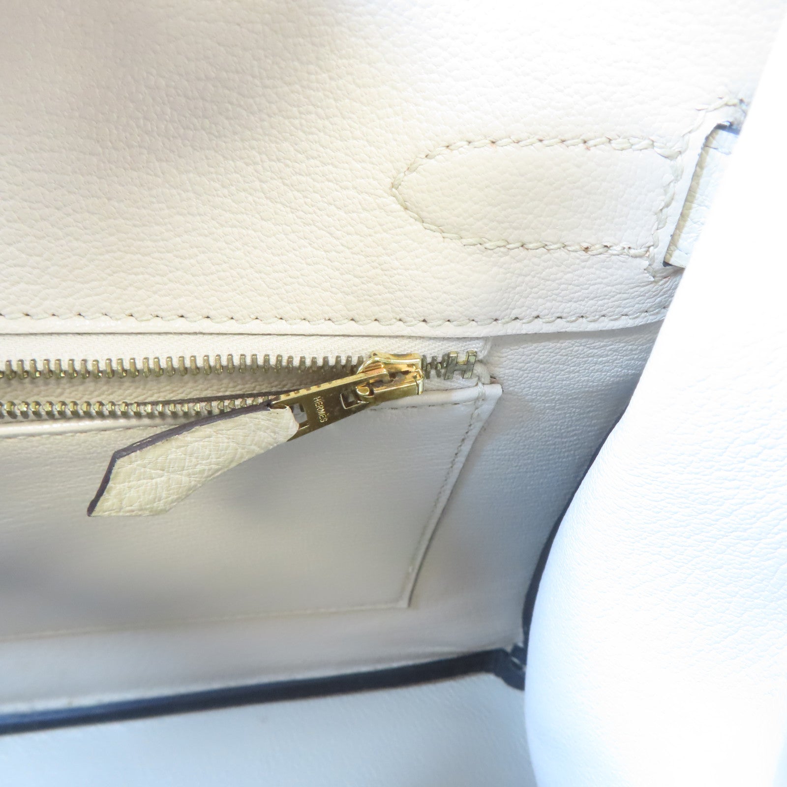 HERMES 鴕鳥皮革Birkin 30金扣手挽袋Parchemin/米色
