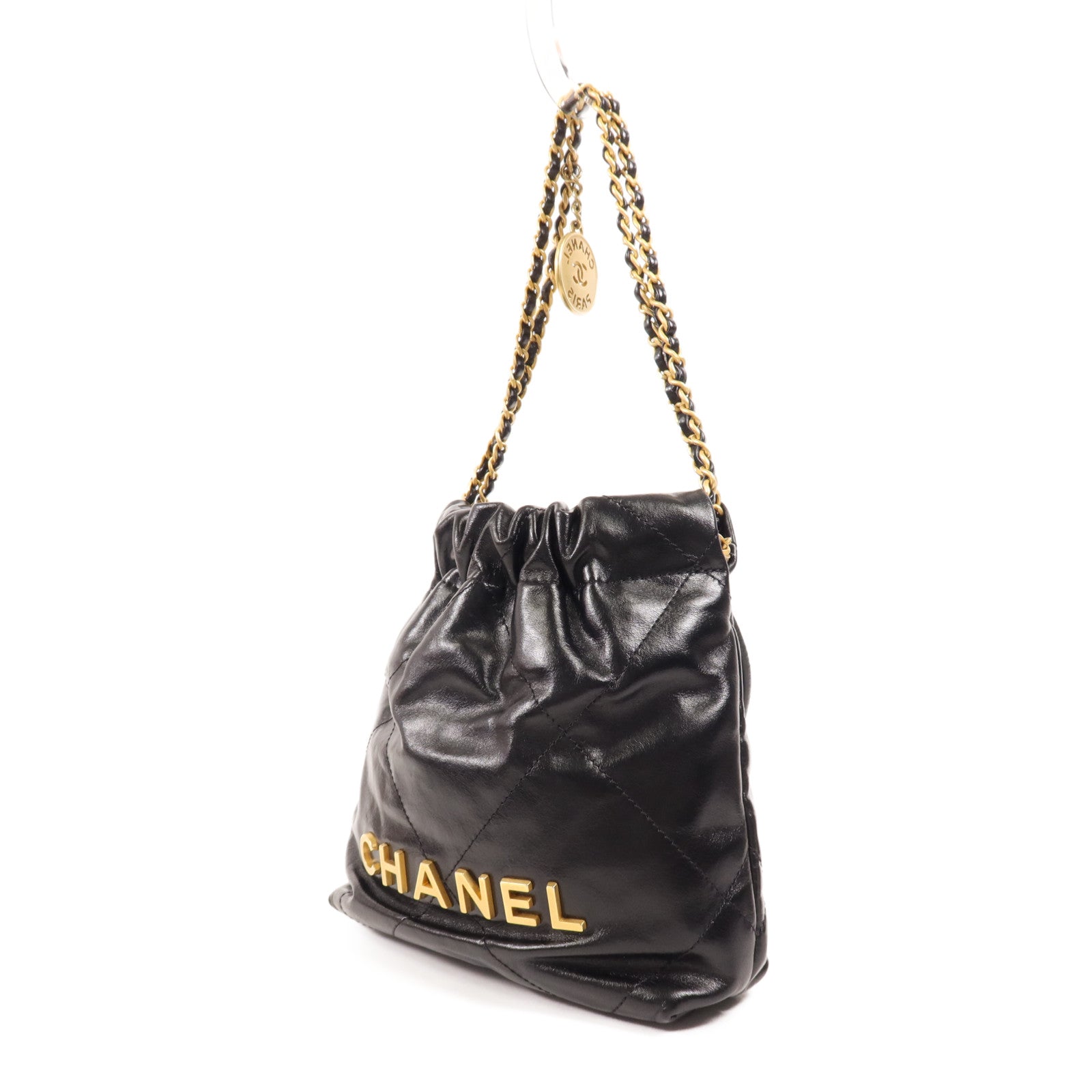 CHANEL 牛皮皮革Mini 22金扣手挽肩背兩用袋