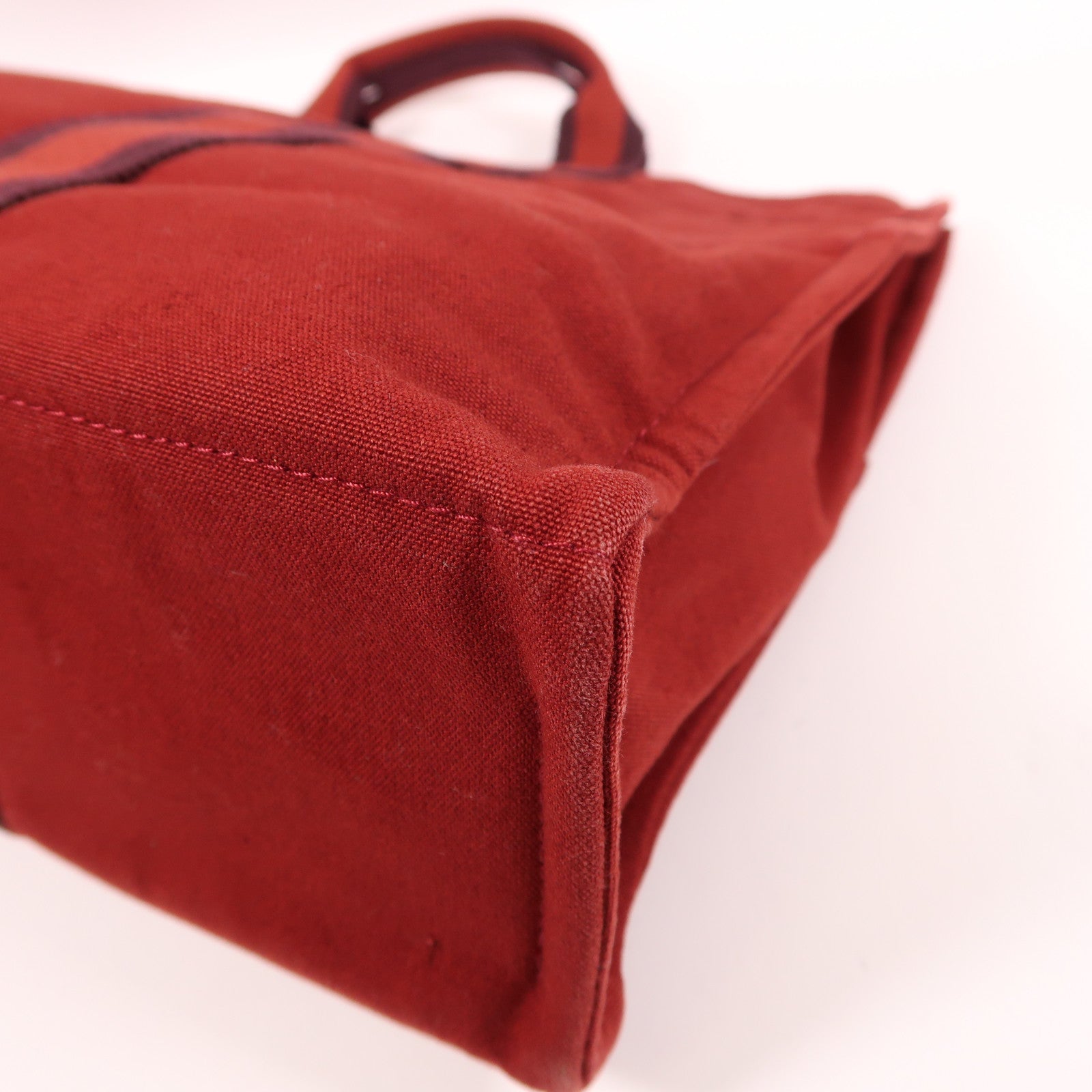 HERMES 帆布Fourre Tout MM銀扣手挽袋紅色