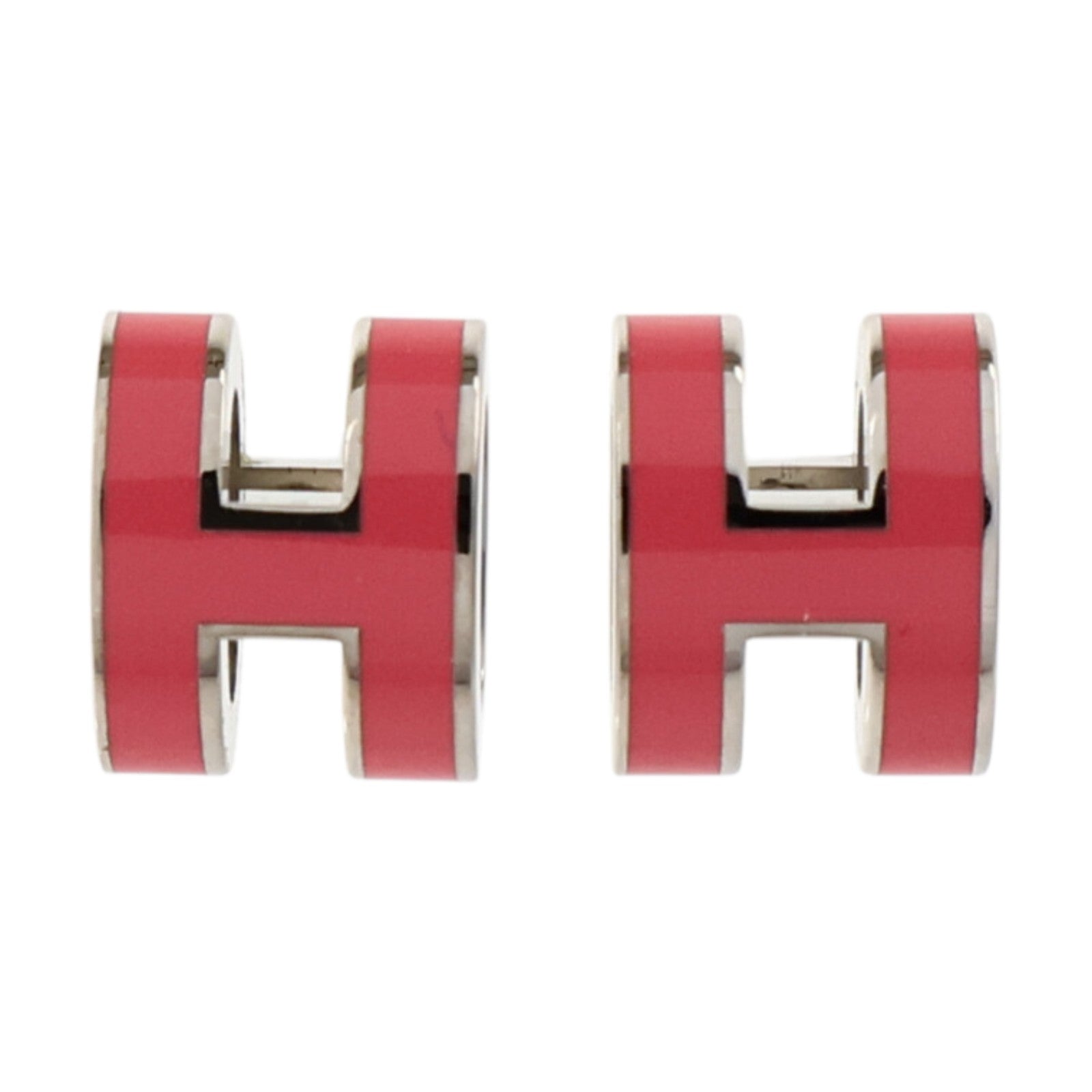 HERMES 金屬/琺瑯Mini Pop H Earrings耳環Rose Azalee