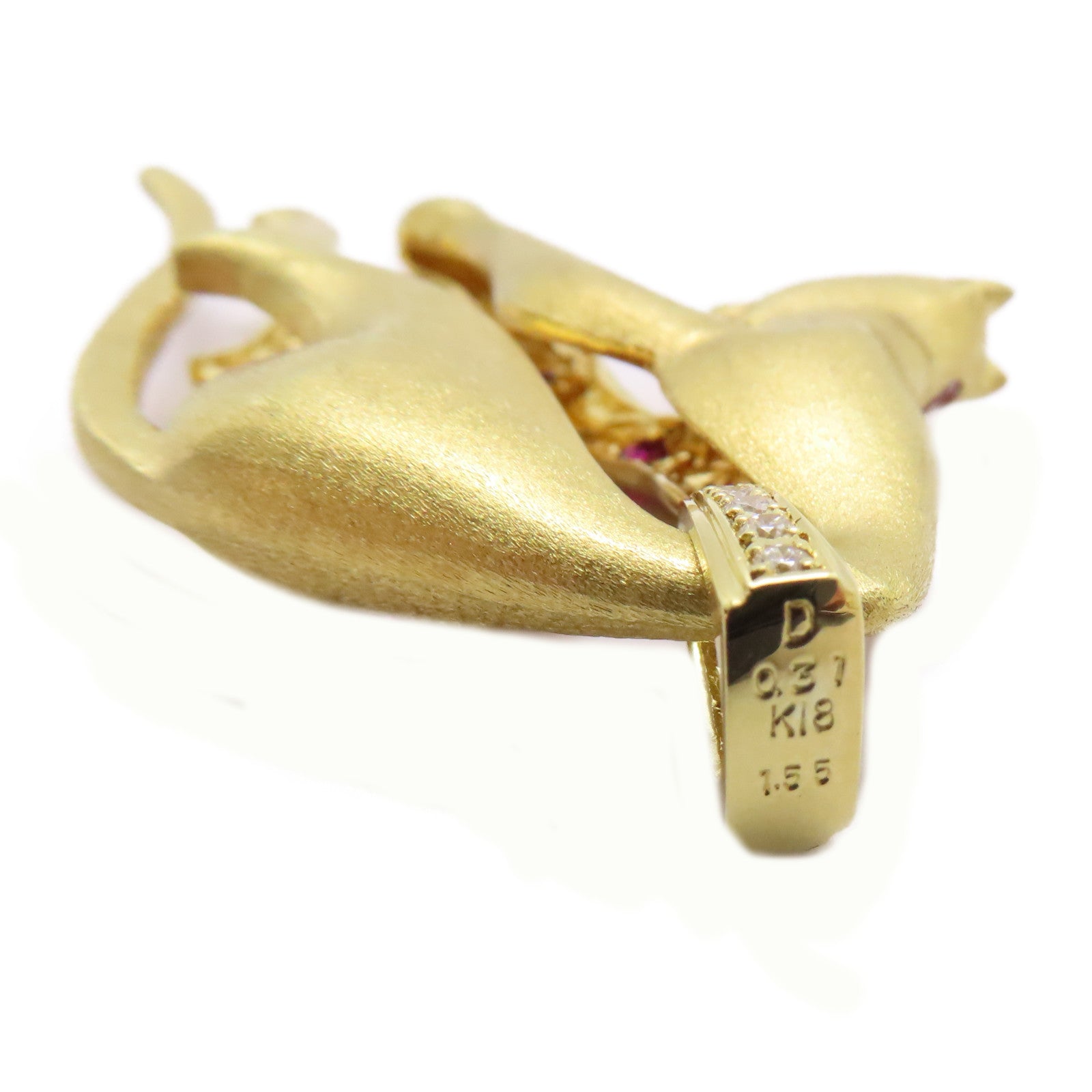 JEWELRY 18K黃金Ruby Diamond Pendant Top 1.55ct紅寶石/0.31ct鑽石吊墜