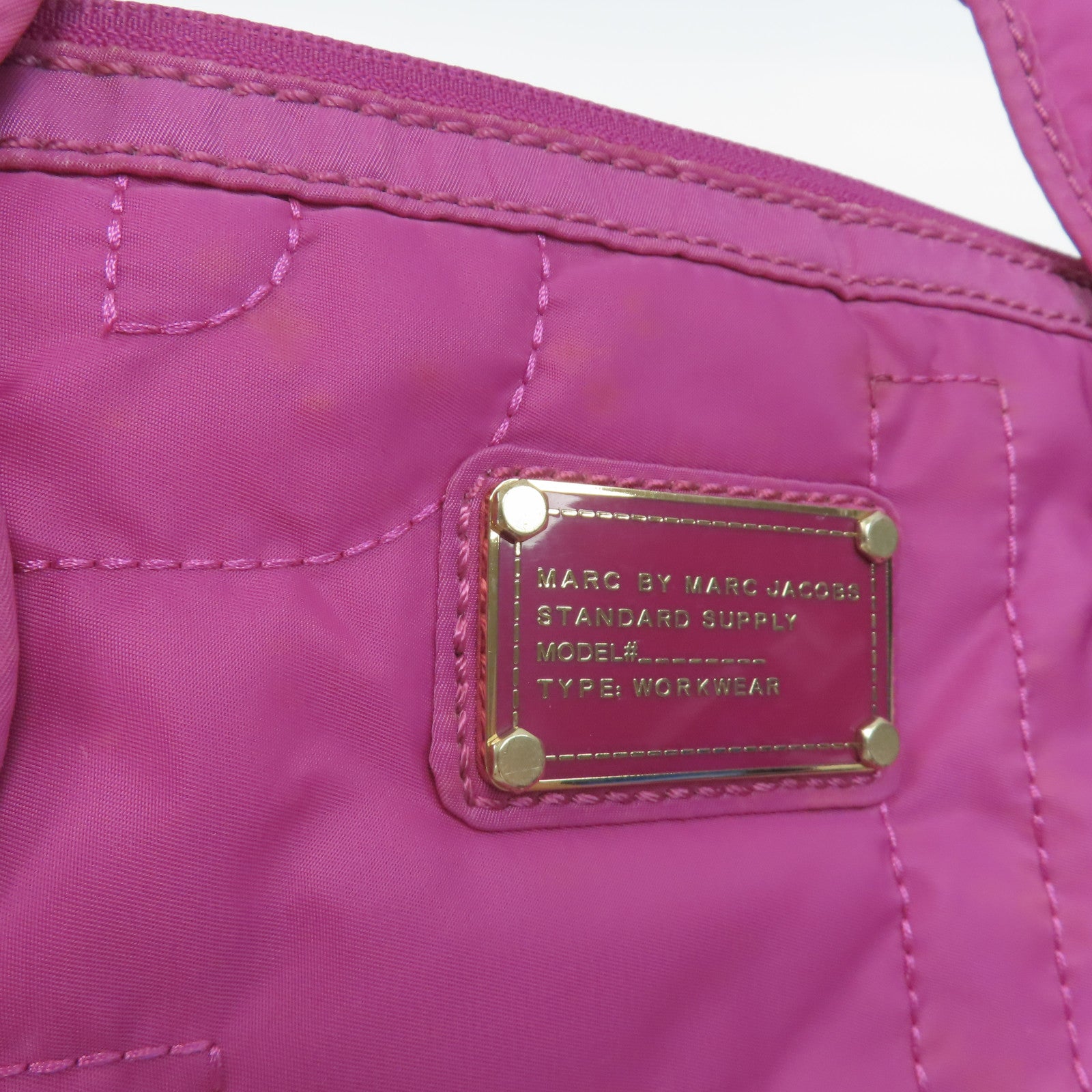 MARC BY MARC JACOBS 尼龍Laptop Bag金扣手挽肩背兩用袋粉紅色