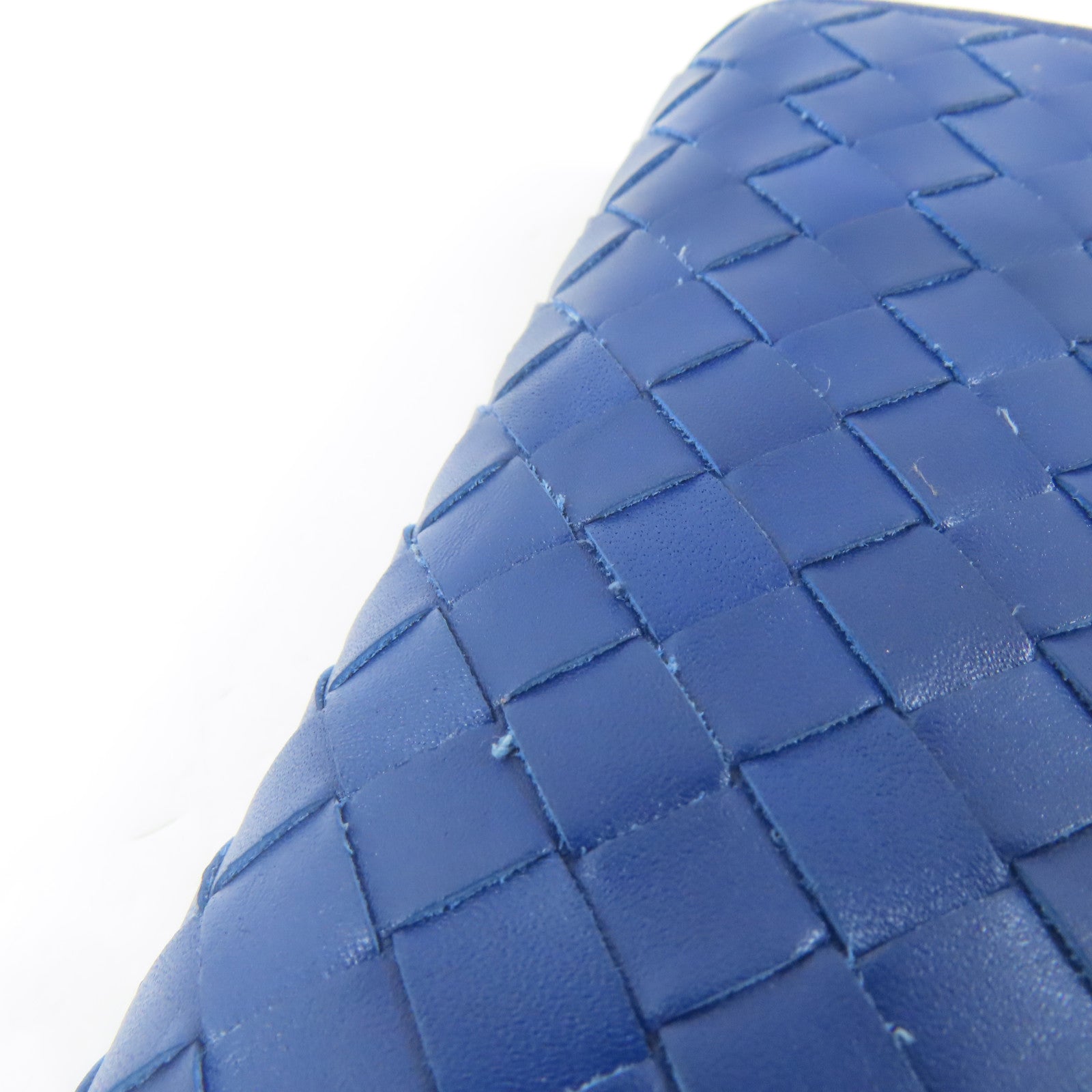 BOTTEGA VENETA 【激減優惠】織紋牛皮皮革Long Bifold Wallet黑扣長錢包藍色