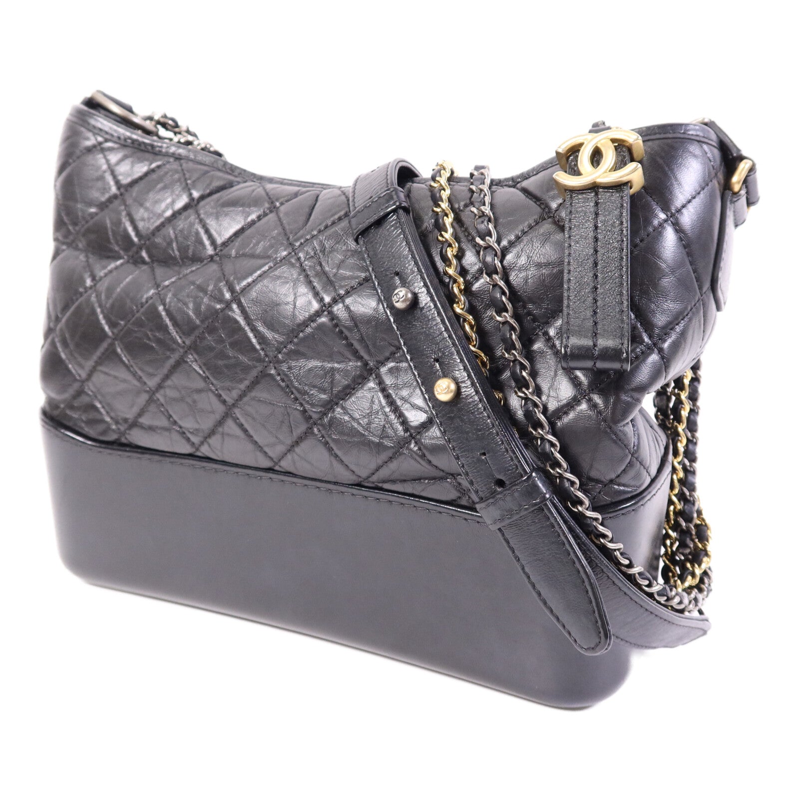CHANEL 牛皮皮革Gabrielle Medium鏈帶肩背袋