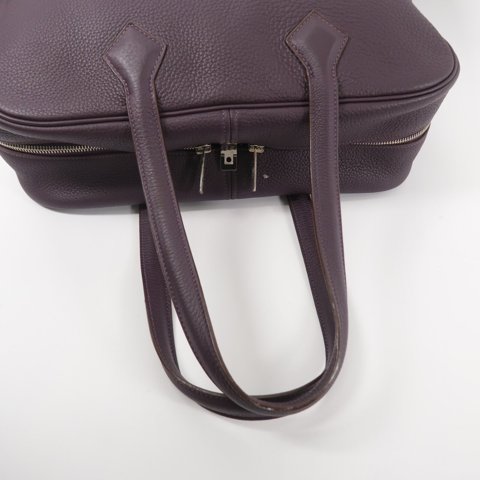 HERMES Clemence皮革Victoria 35手挽袋Rouge Pivoine