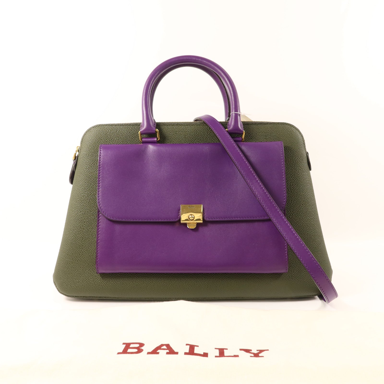 BALLY 牛皮皮革2Way Shoulder Bag金扣手挽肩背兩用袋