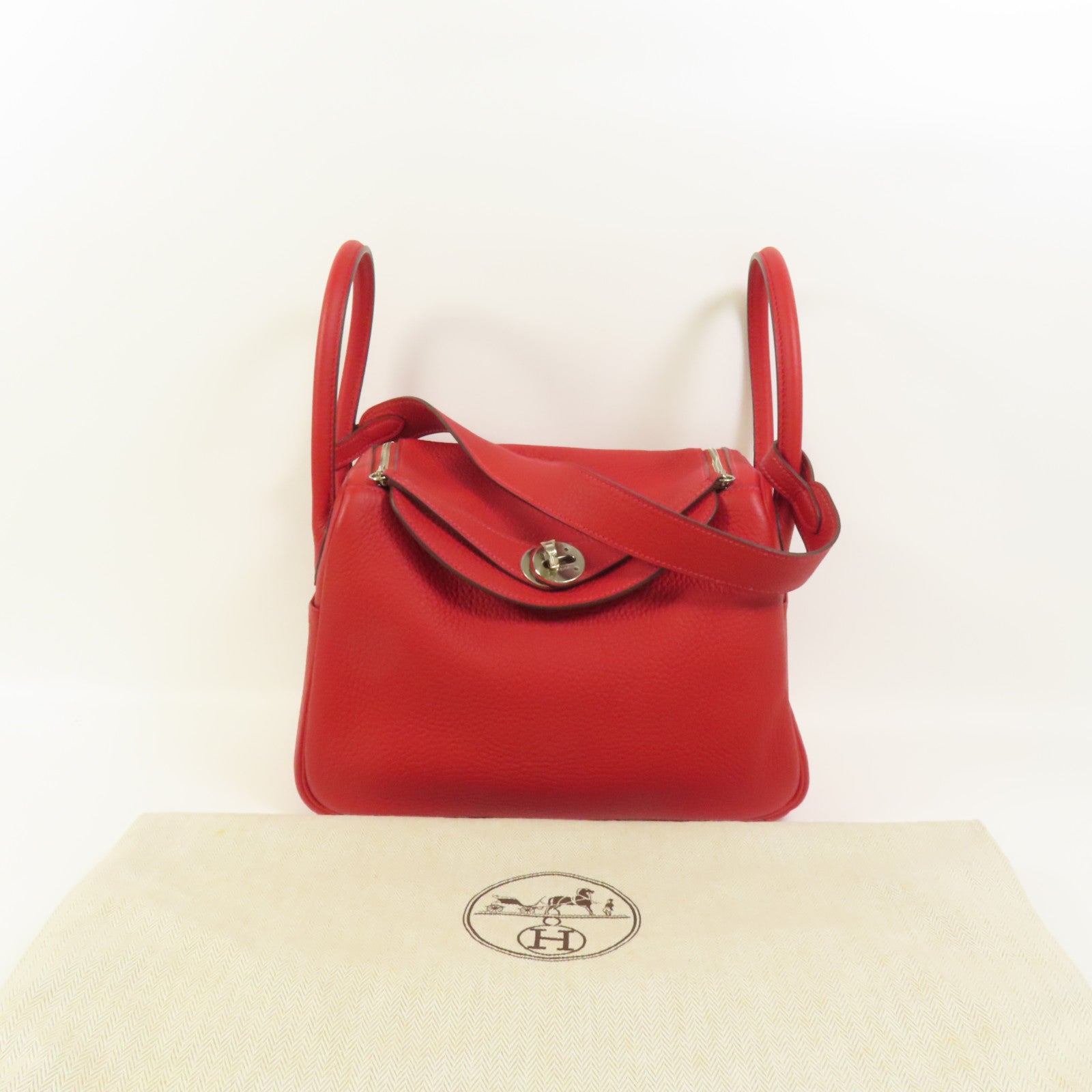 HERMES Togo皮革Lindy 26手挽肩背兩用袋Rouge Casaque