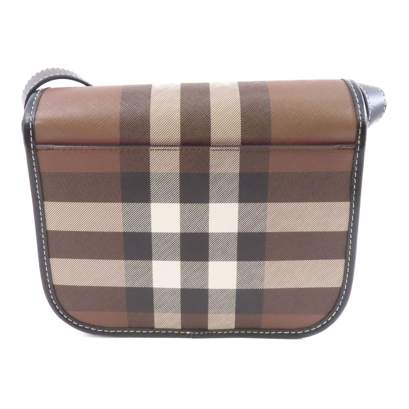BURBERRY 帆布/皮革Shoulder Bag銀扣肩背袋啡色/黑色