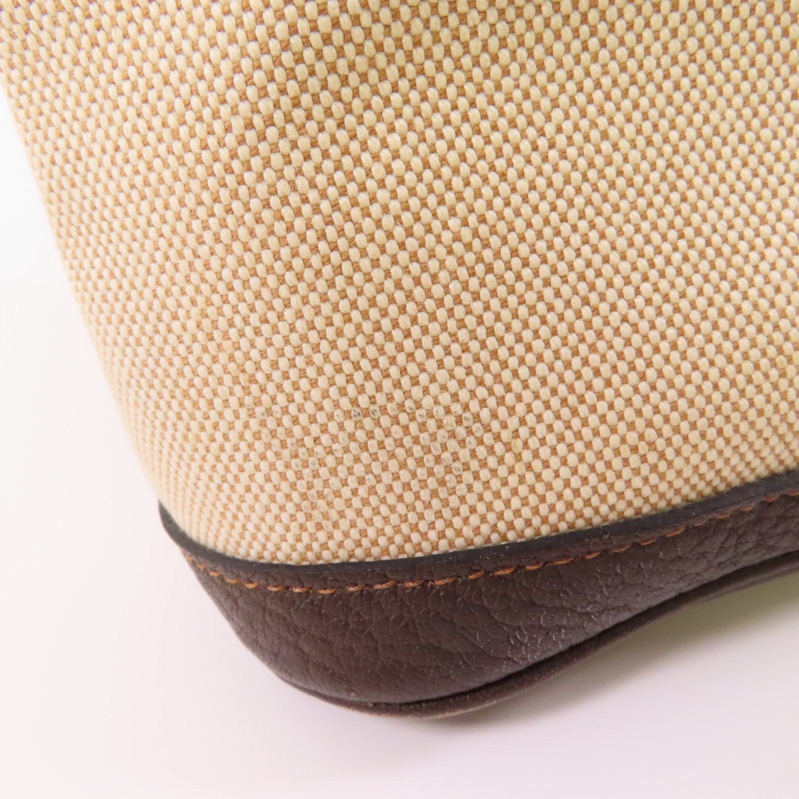 HERMES 帆布/皮革Buffle Skipper Garden Party PM銀扣手挽袋Biscuit