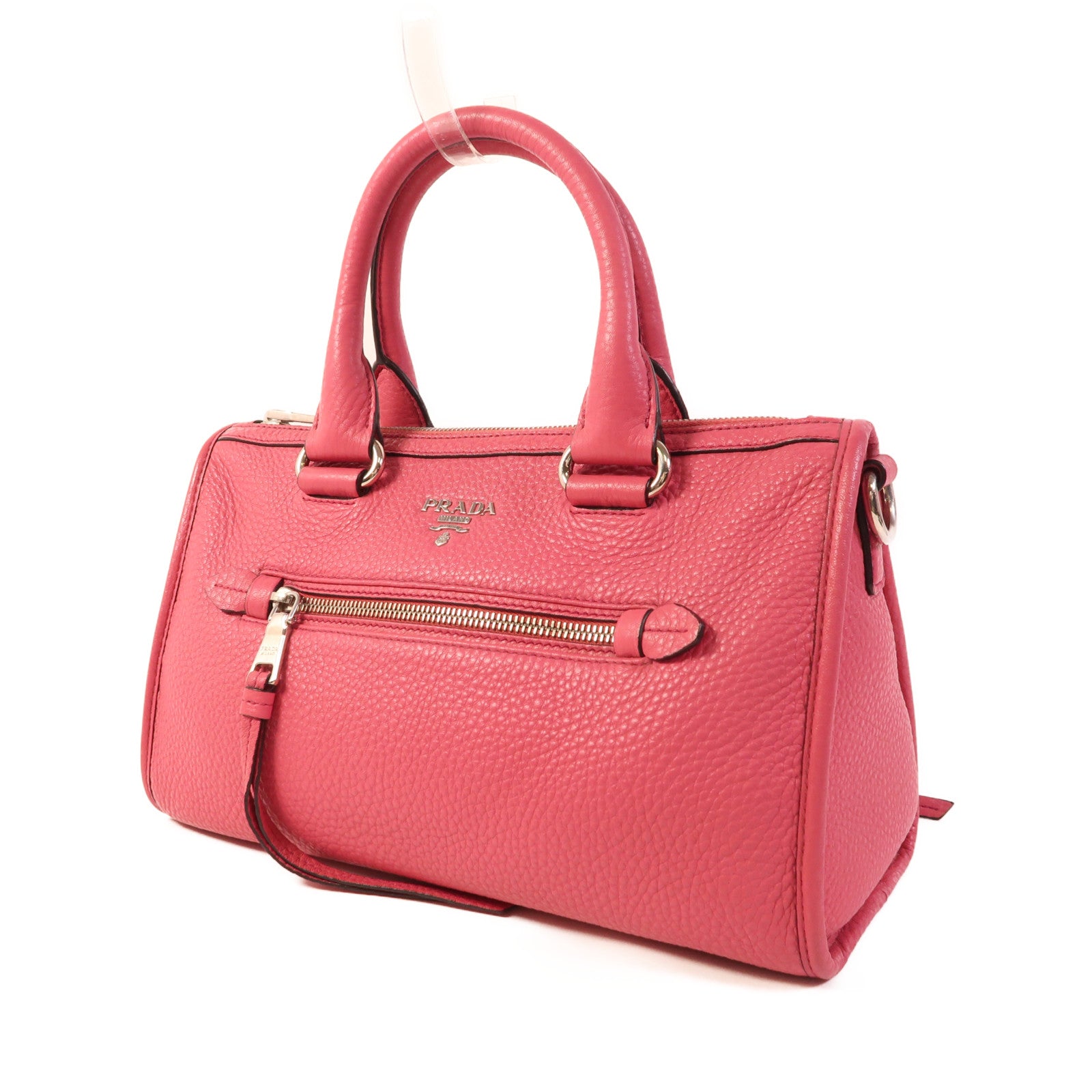 PRADA 牛皮皮革2way Shoulder銀扣手挽肩背兩用袋