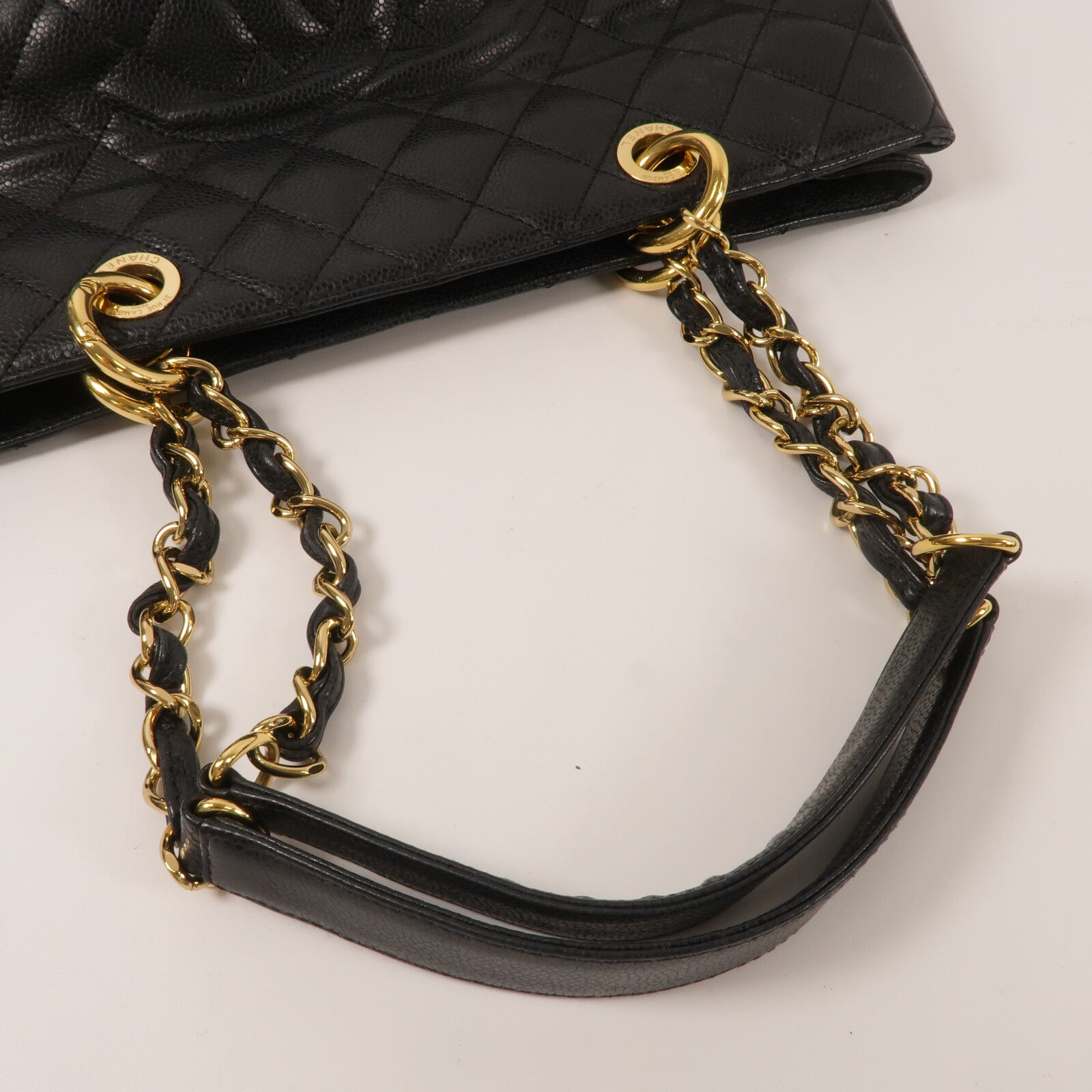 CHANEL 牛皮皮革GST Grand Shopping Tote Bag鏈帶肩背袋