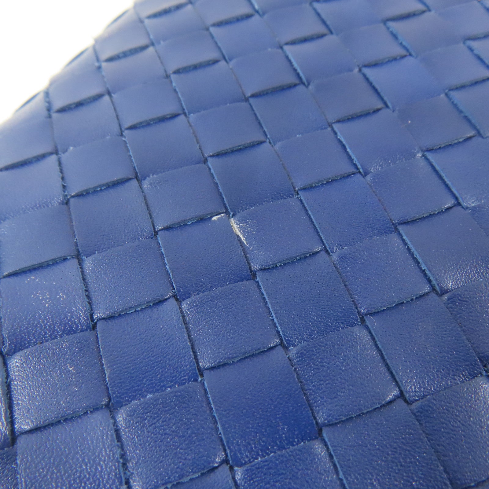 BOTTEGA VENETA 【激減優惠】織紋牛皮皮革Long Bifold Wallet黑扣長錢包藍色