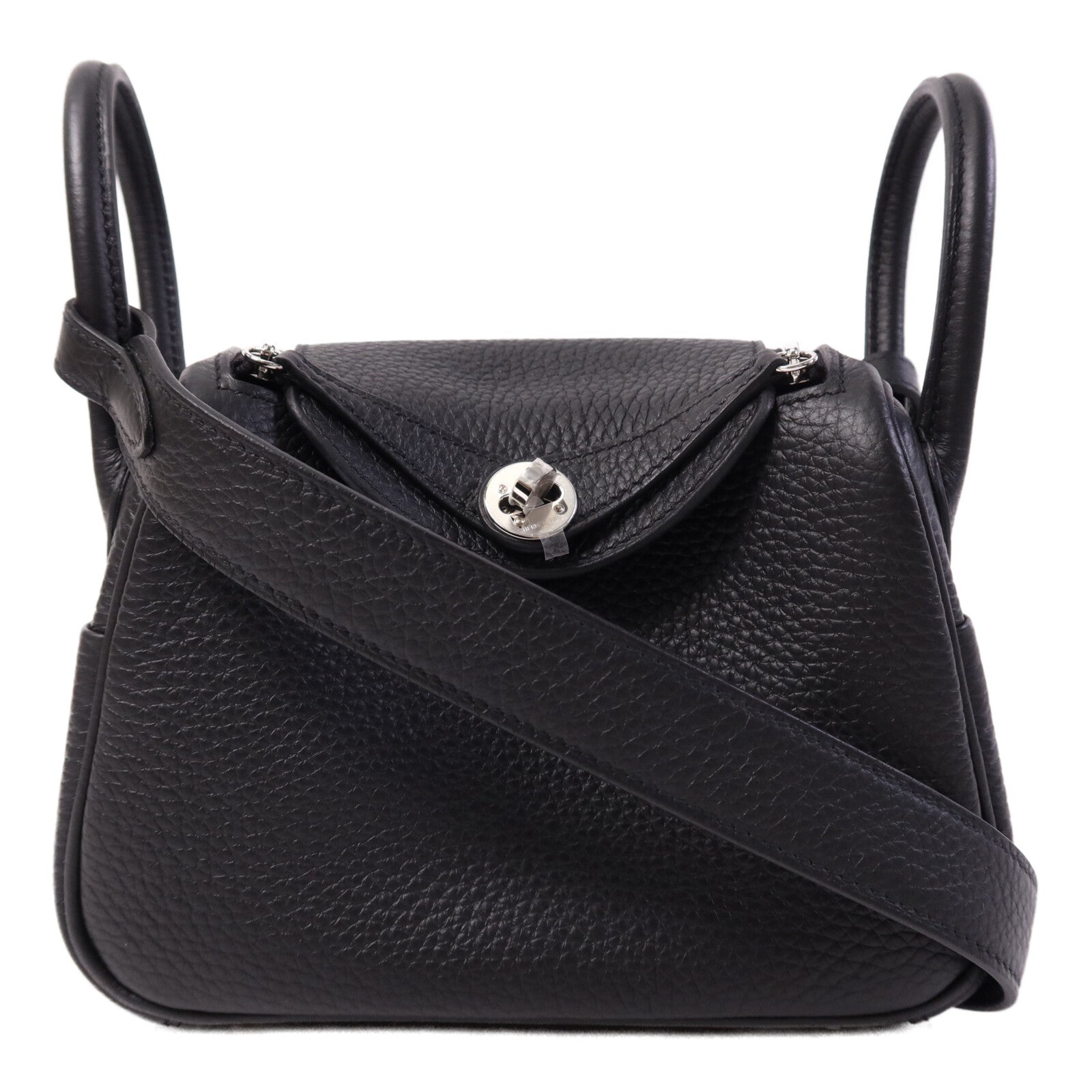 HERMES Clemence皮革Mini Lindy金扣手挽肩背兩用袋Noir