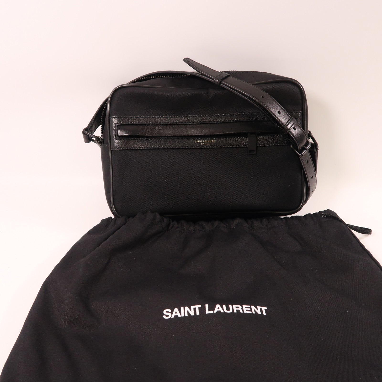 SAINT LAURENT 尼龍/皮革Shoulder Bag肩背袋