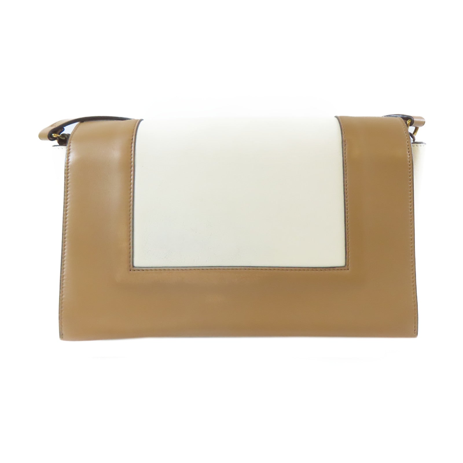 CELINE 牛皮皮革Frame Bag金扣肩背袋啡色/白色
