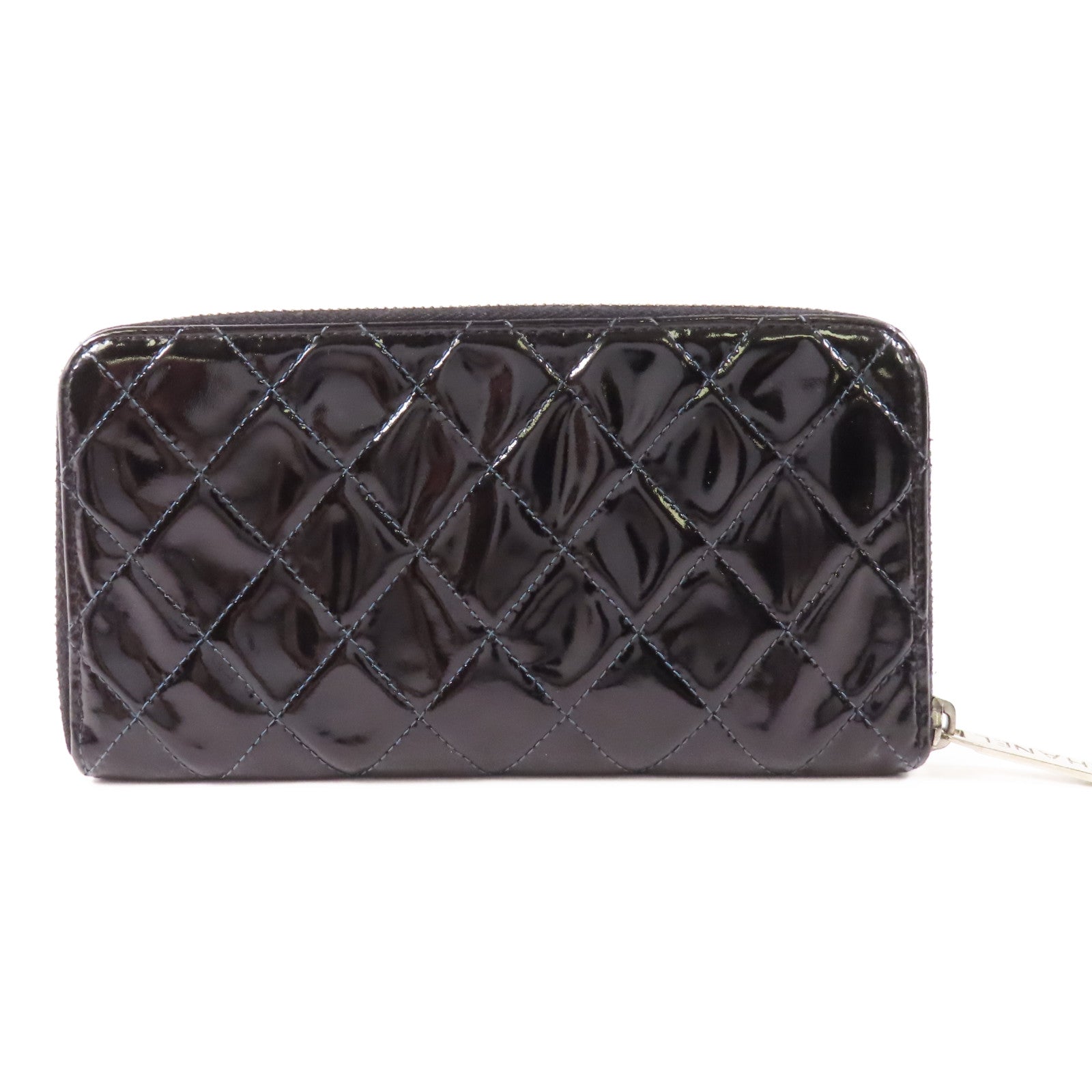 CHANEL 【激減優惠】漆皮皮革Long Round Wallet銀扣長錢包