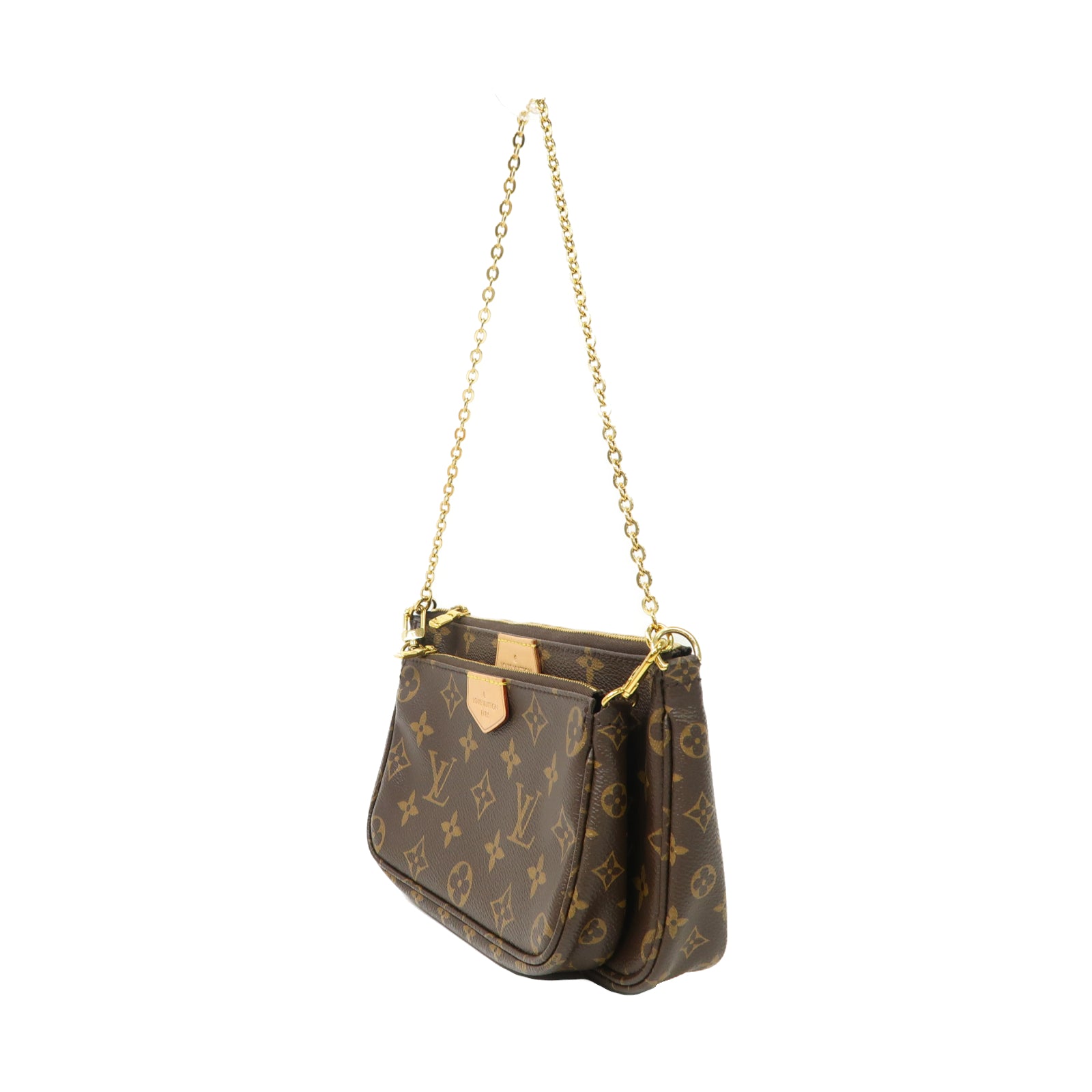 LOUIS VUITTON Monogram Multi Pochette金扣手挽肩背兩用袋啡色/粉紅色