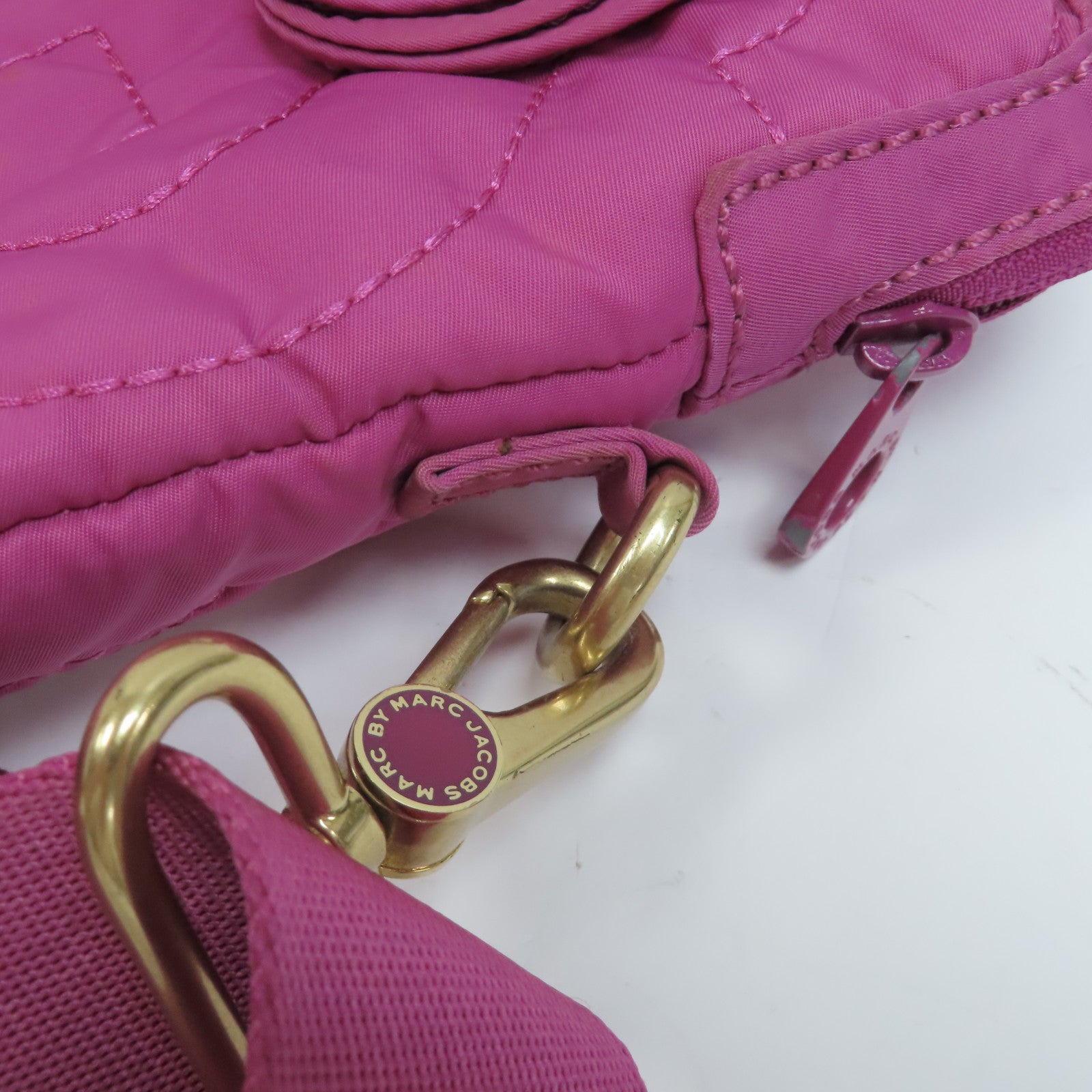 MARC BY MARC JACOBS 尼龍Laptop Bag金扣手挽肩背兩用袋粉紅色