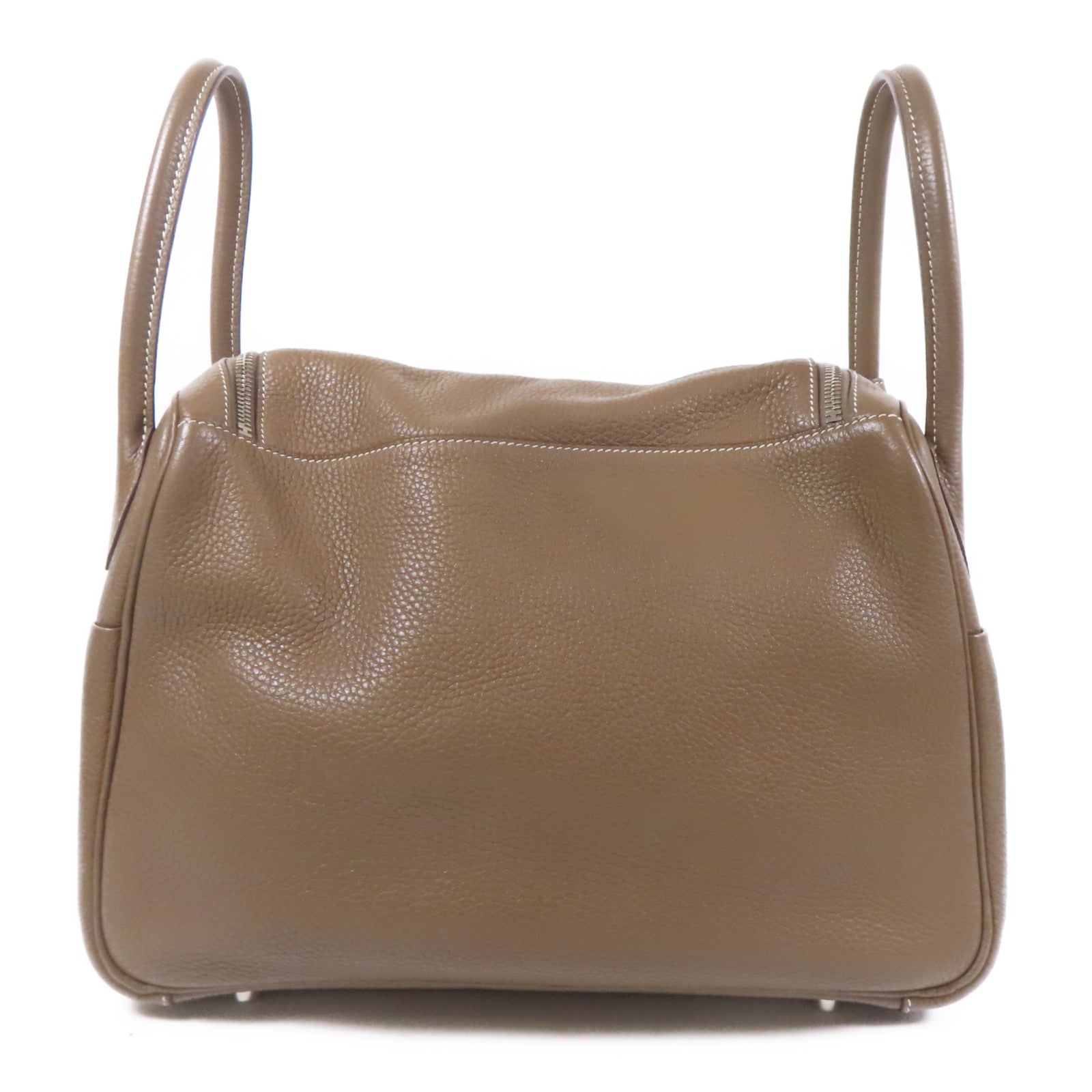 HERMES Clemence皮革Lindy 34銀扣手挽肩背兩用袋Etoupe