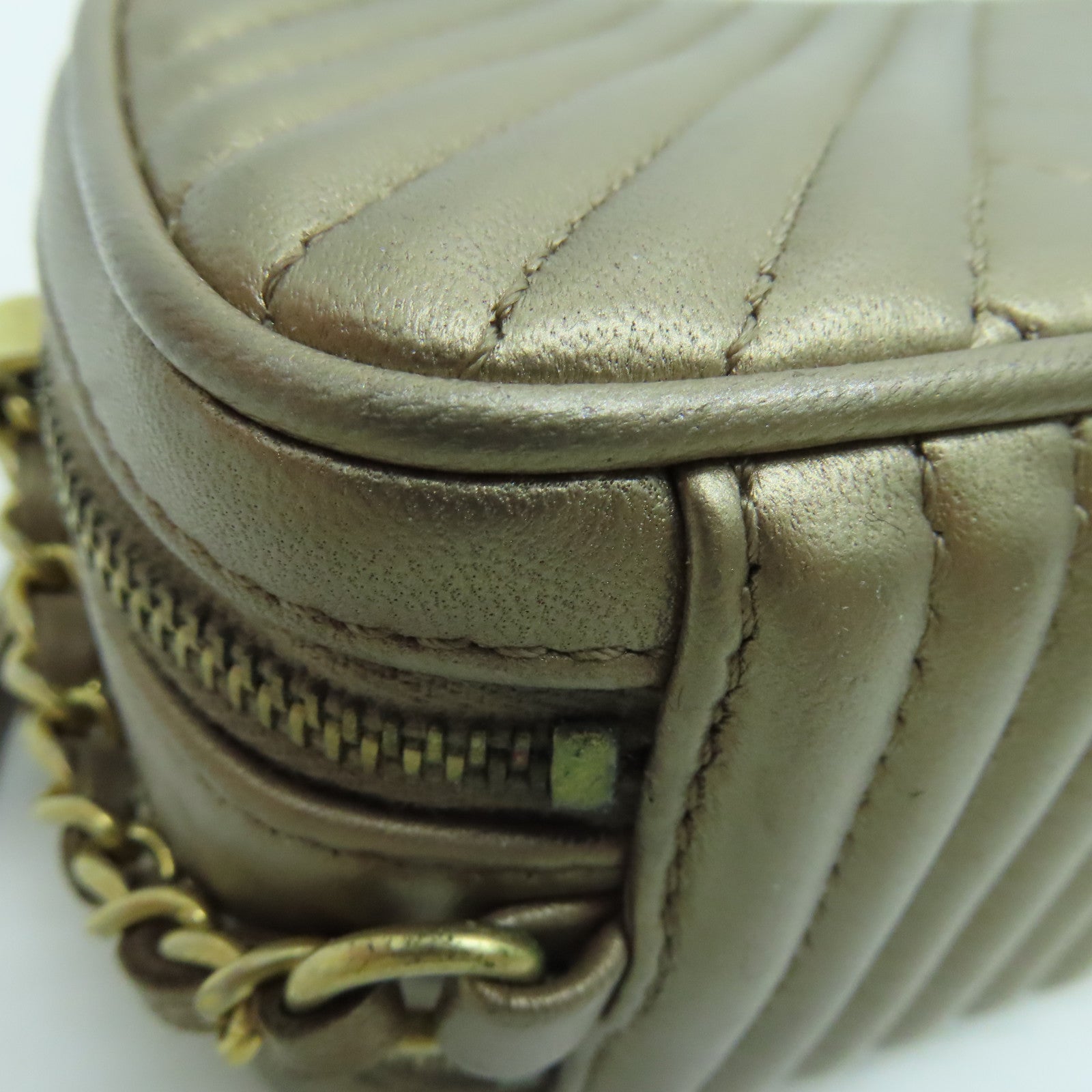 CHANEL 【激減優惠】菱格羊皮皮革Chain Shoulder金扣鏈帶肩背袋金色