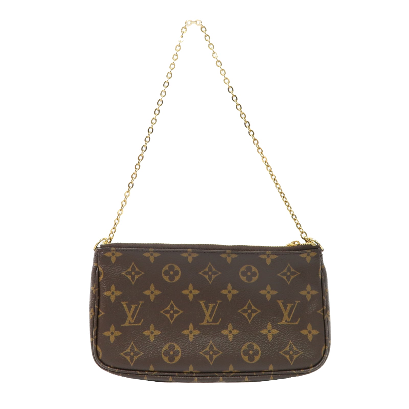 LOUIS VUITTON Monogram Multi Pochette金扣手挽肩背兩用袋啡色/粉紅色