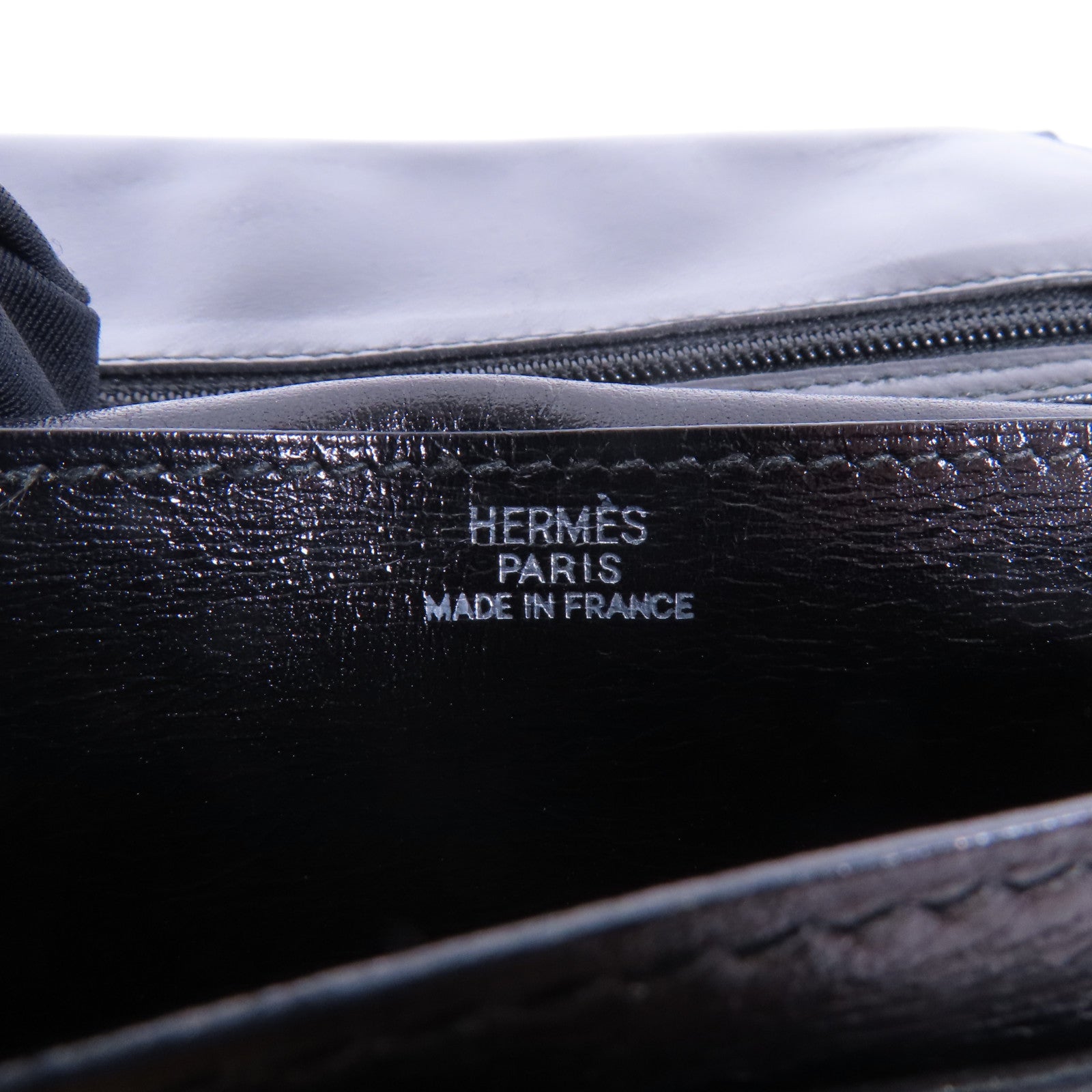 HERMES Boxcalf皮革Bearn銀扣長錢包Noir