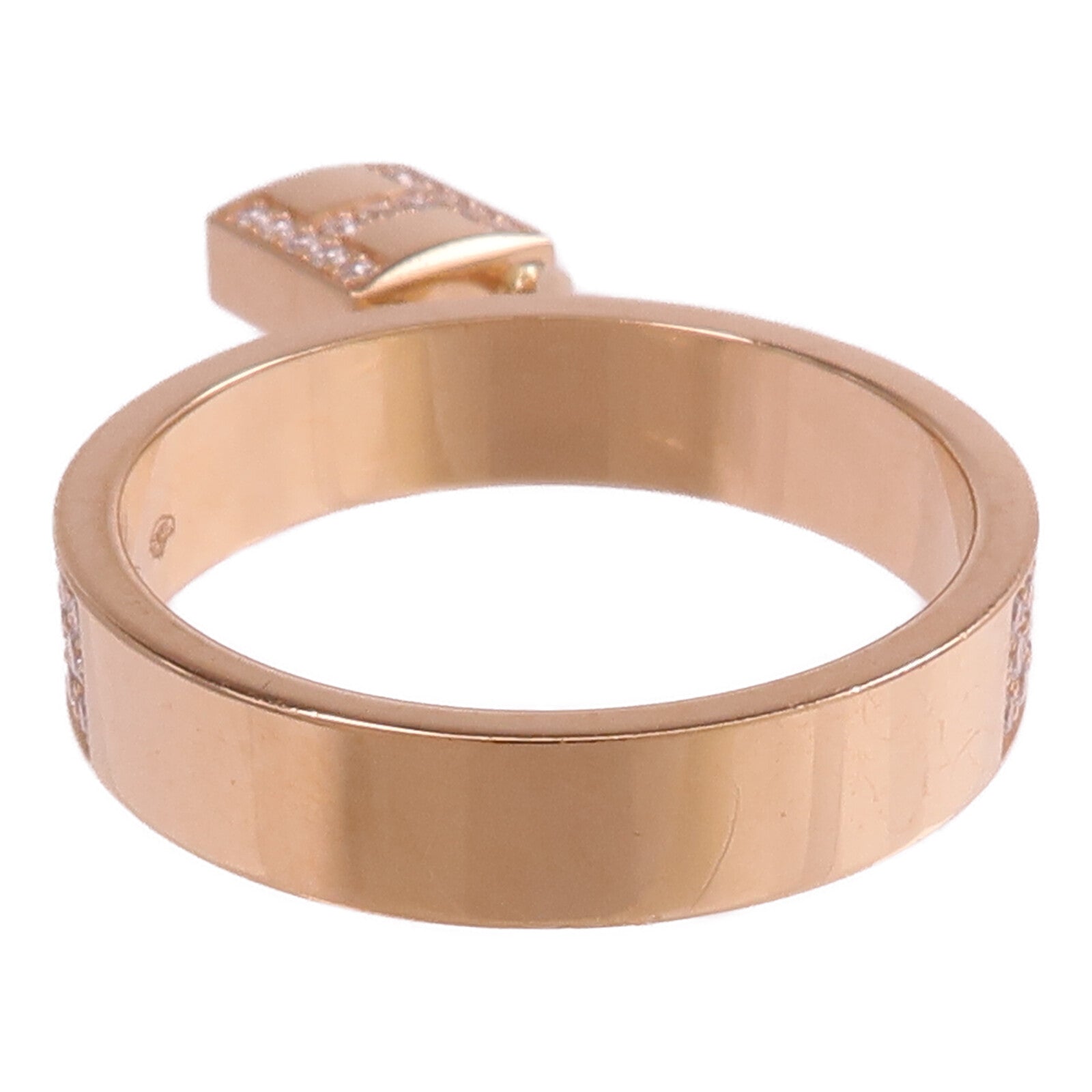 HERMES 18K玫瑰金Kelly Clochette Ring鑽石戒指Hermes#55/US#7.25