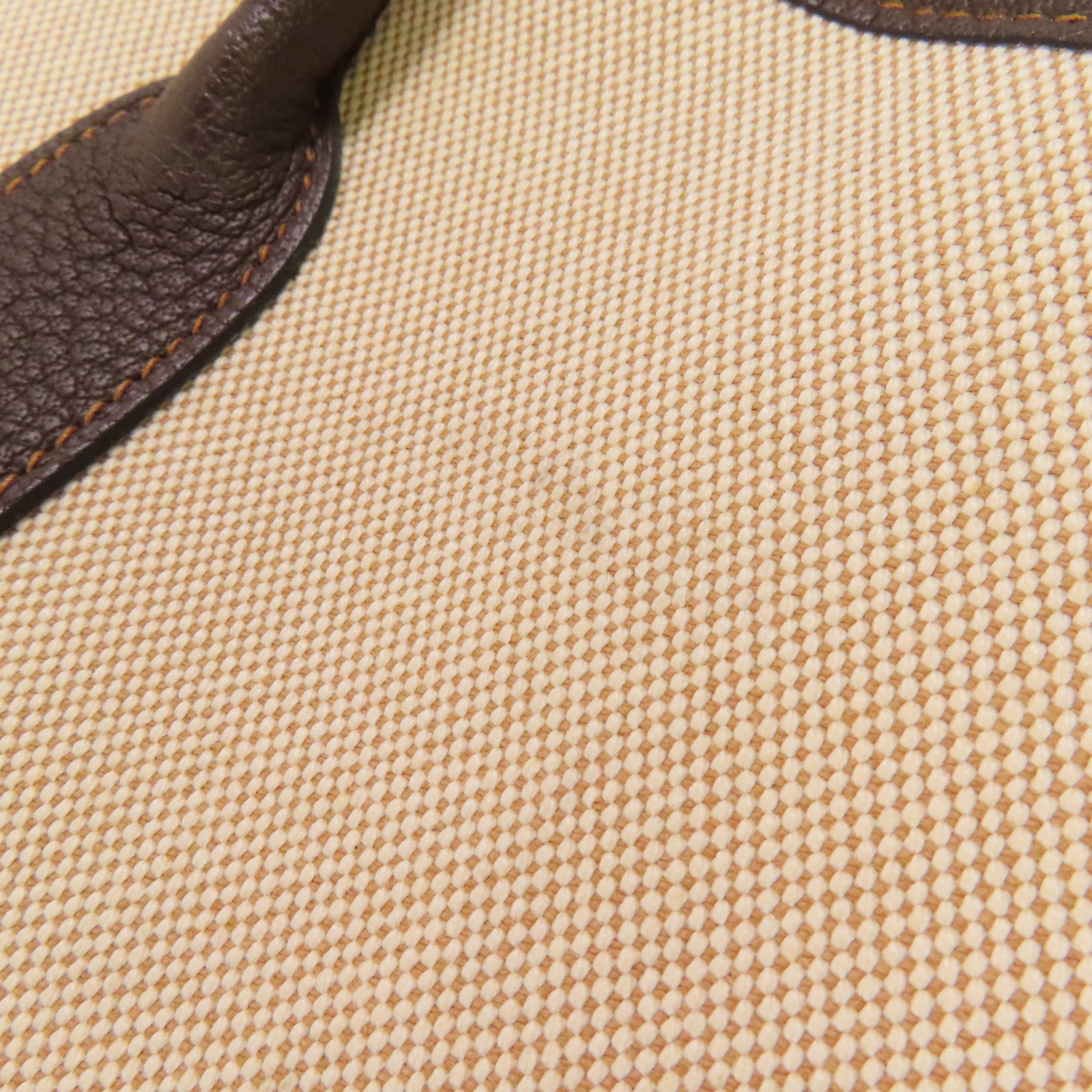HERMES PHW Buffle Skipper Garden Party PM Handbag Canvas Leather Beige Biscuit