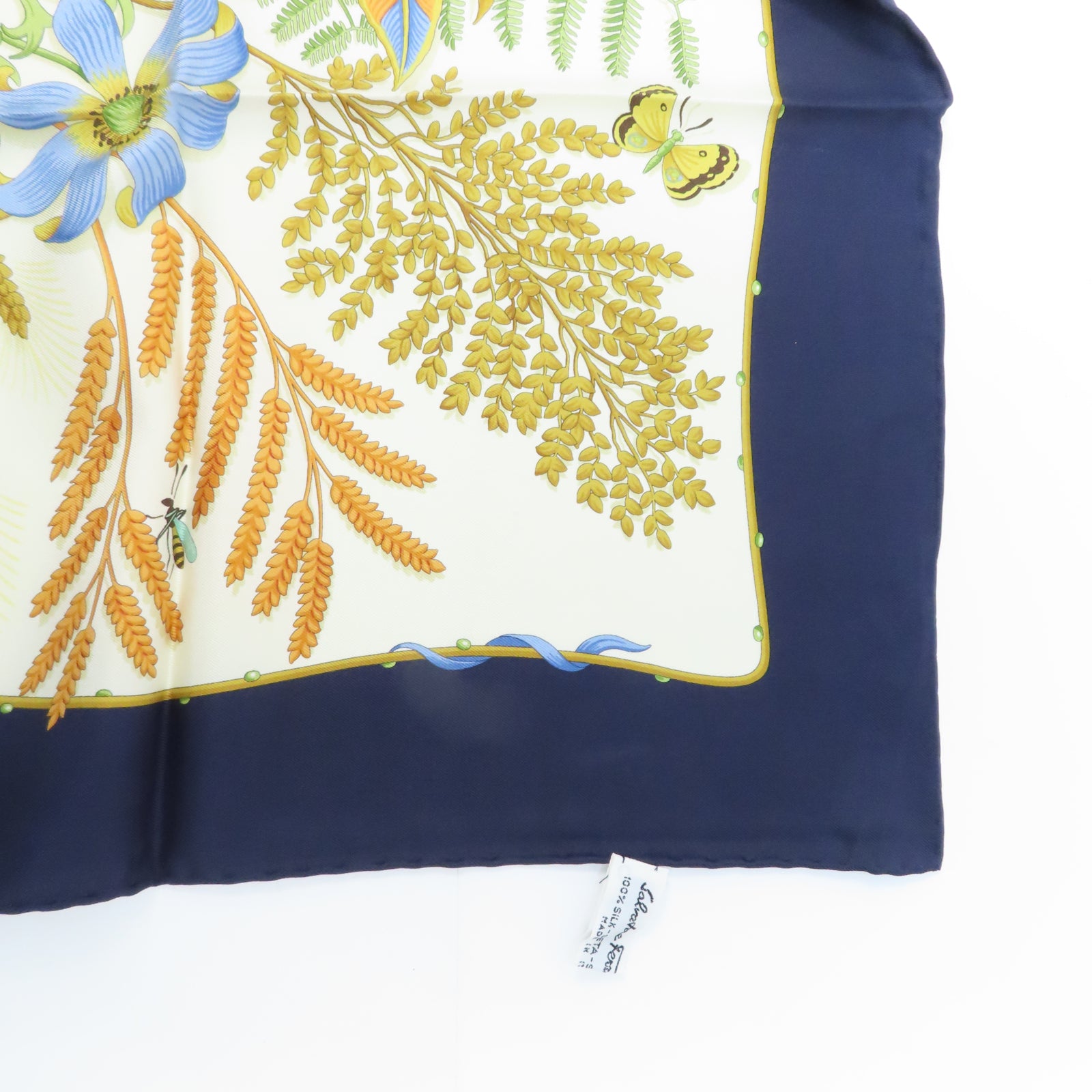 Salvatore Ferragamo 絲質Scarf絲巾黄色/藍色