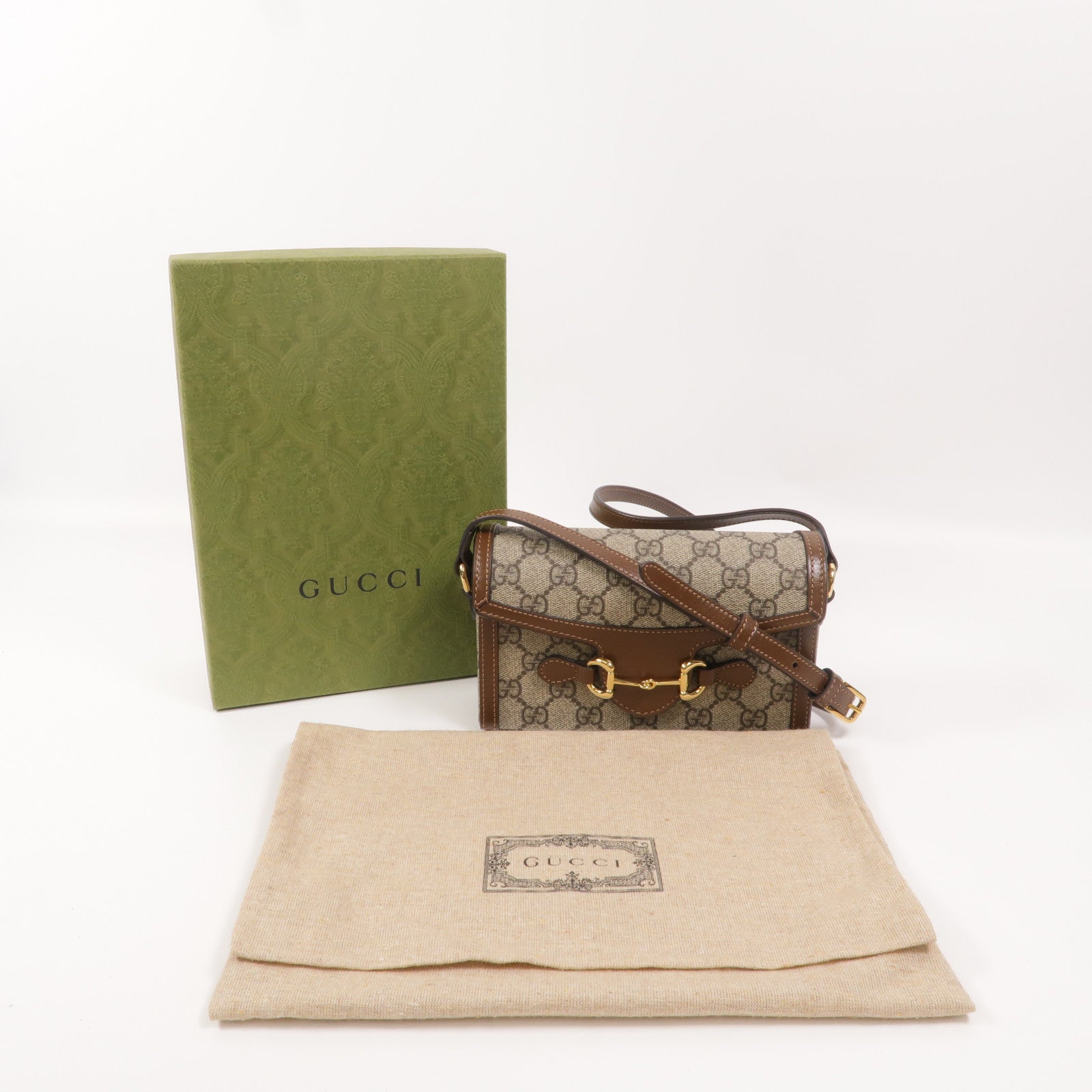 GUCCI 塗層帆布Horsebit 1955 Mini Bag肩背袋