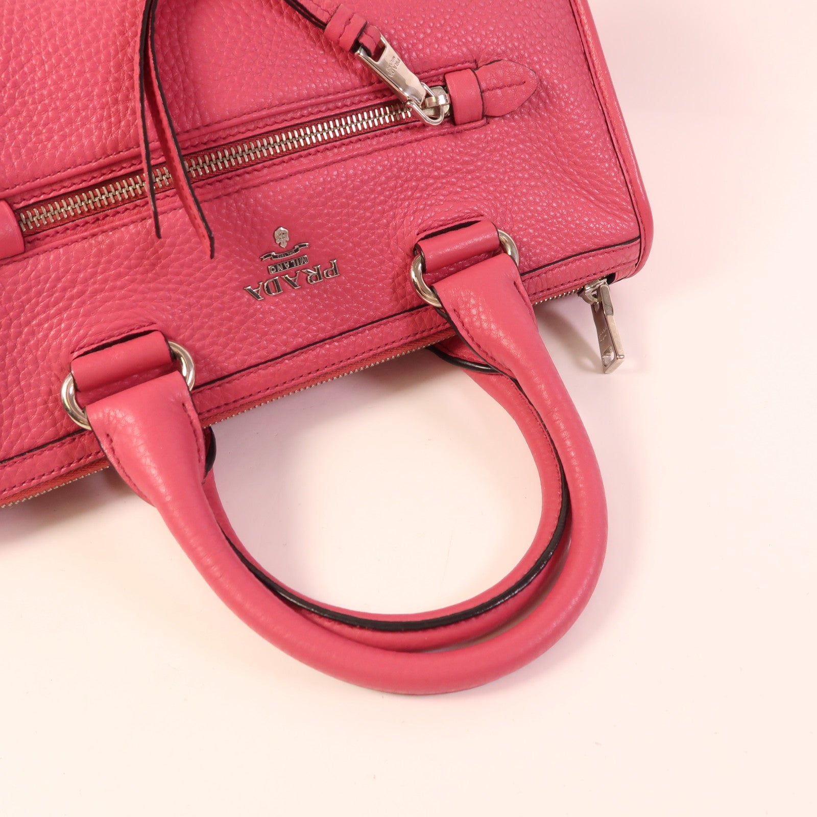 PRADA 牛皮皮革2way Shoulder銀扣手挽肩背兩用袋