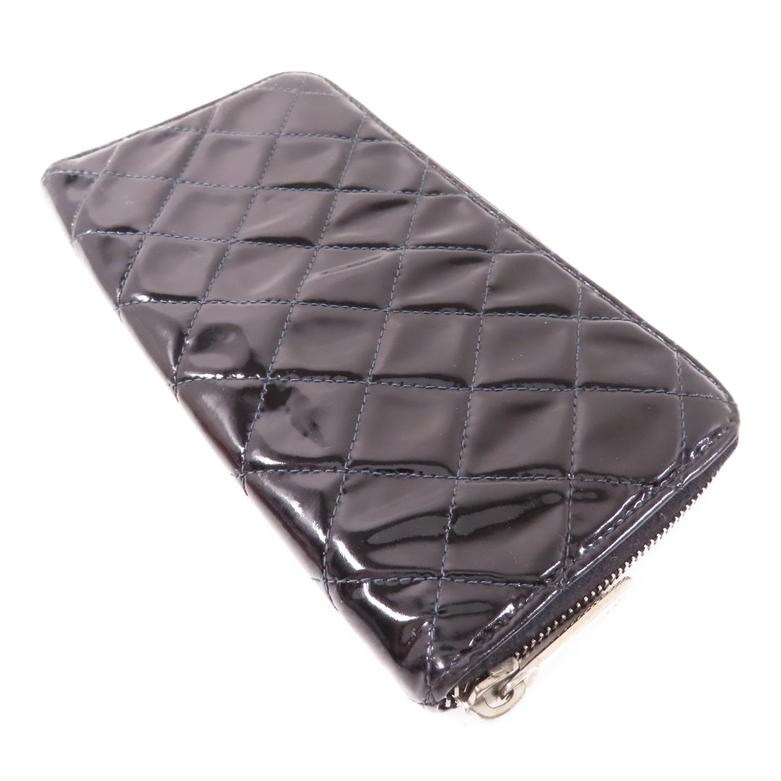 CHANEL 【激減優惠】漆皮皮革Long Round Wallet銀扣長錢包