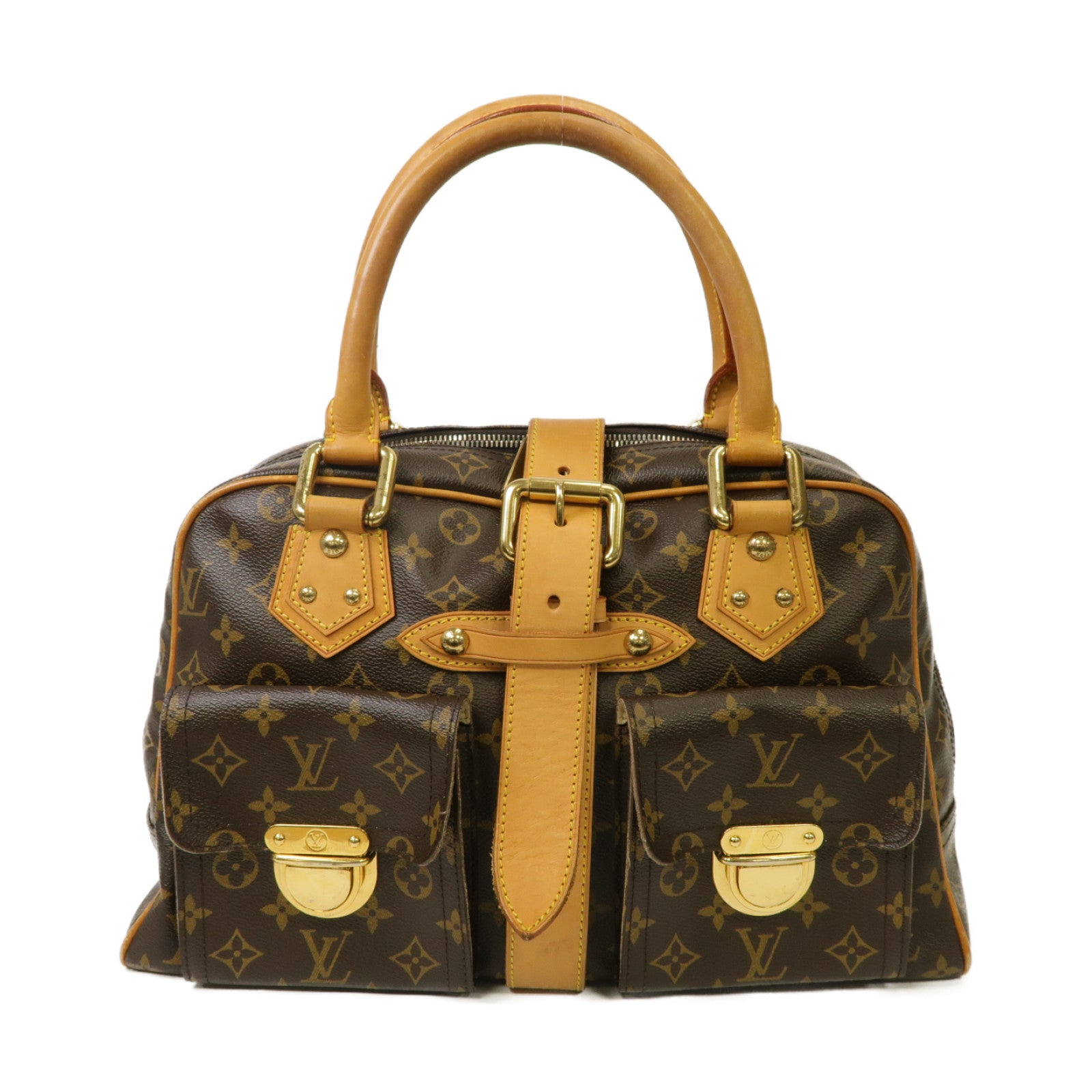 LOUIS VUITTON 【激減優惠】Monogram Manhattan GM金扣肩背袋棕色