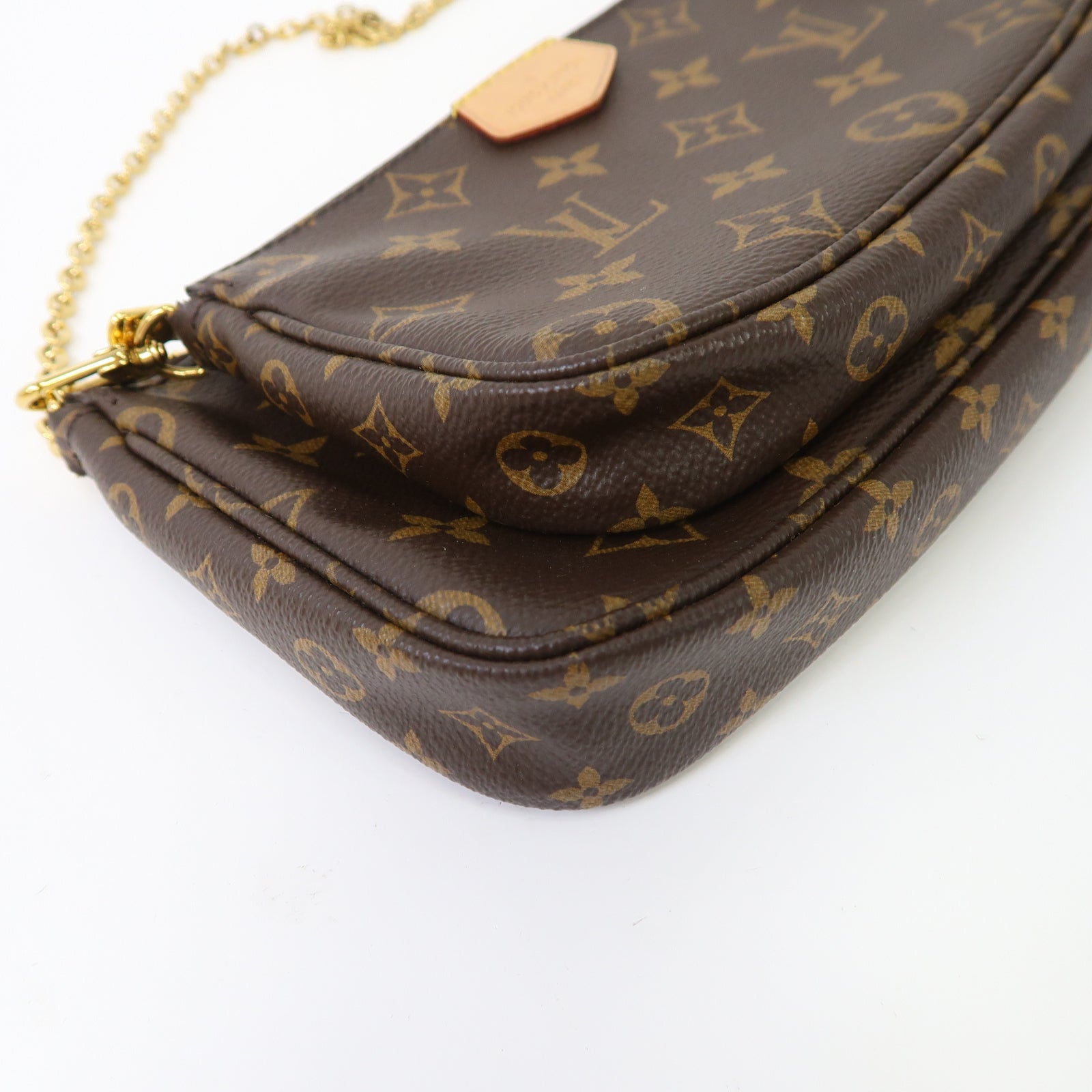 LOUIS VUITTON Monogram Multi Pochette金扣手挽肩背兩用袋啡色/粉紅色