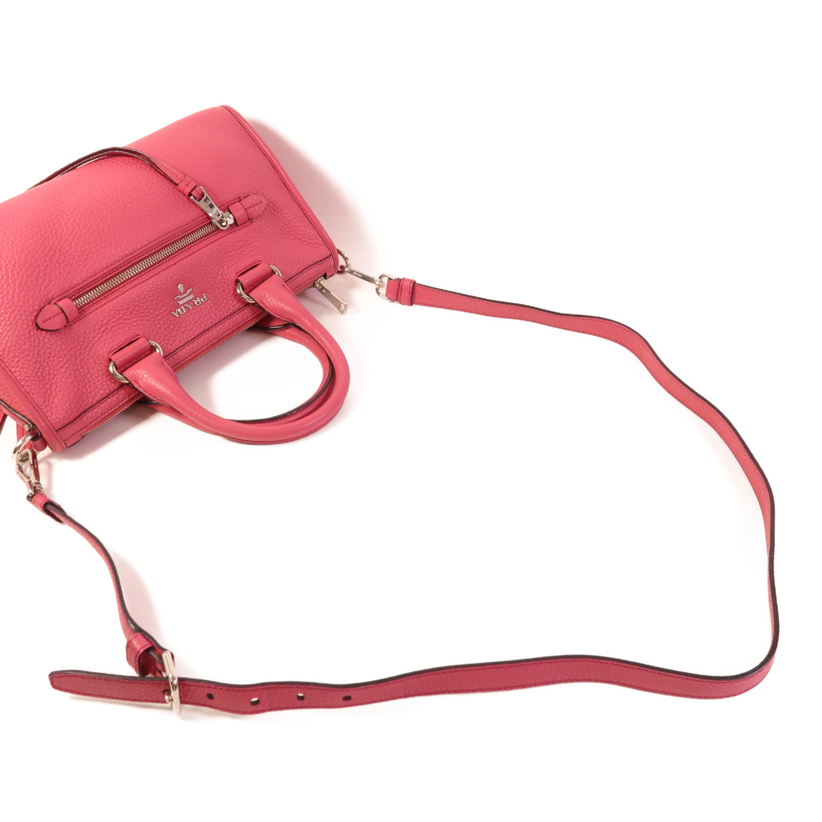 PRADA 牛皮皮革2way Shoulder銀扣手挽肩背兩用袋