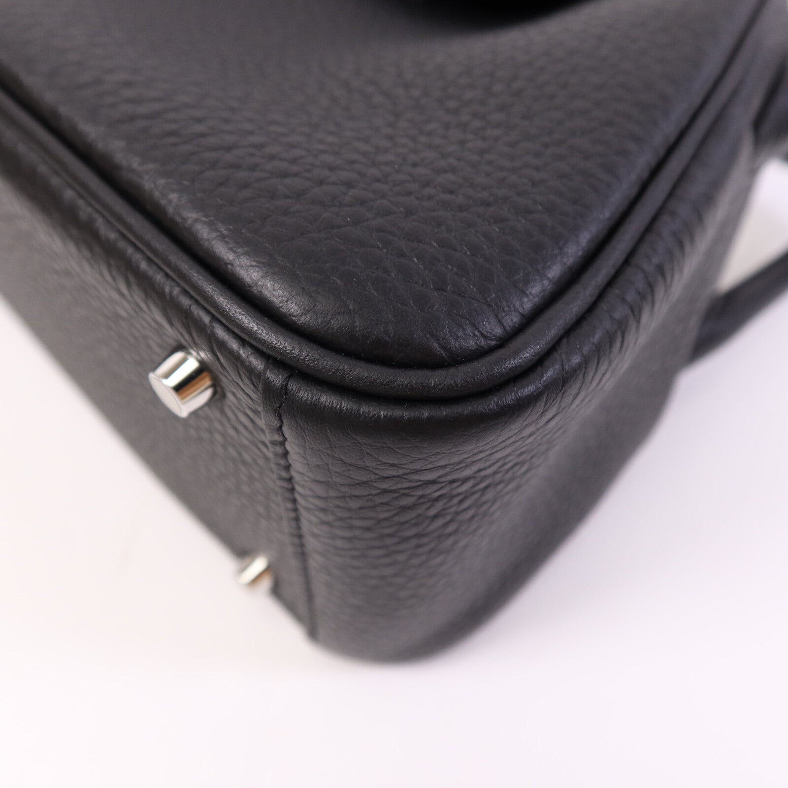 HERMES Clemence皮革Mini Lindy金扣手挽肩背兩用袋Noir