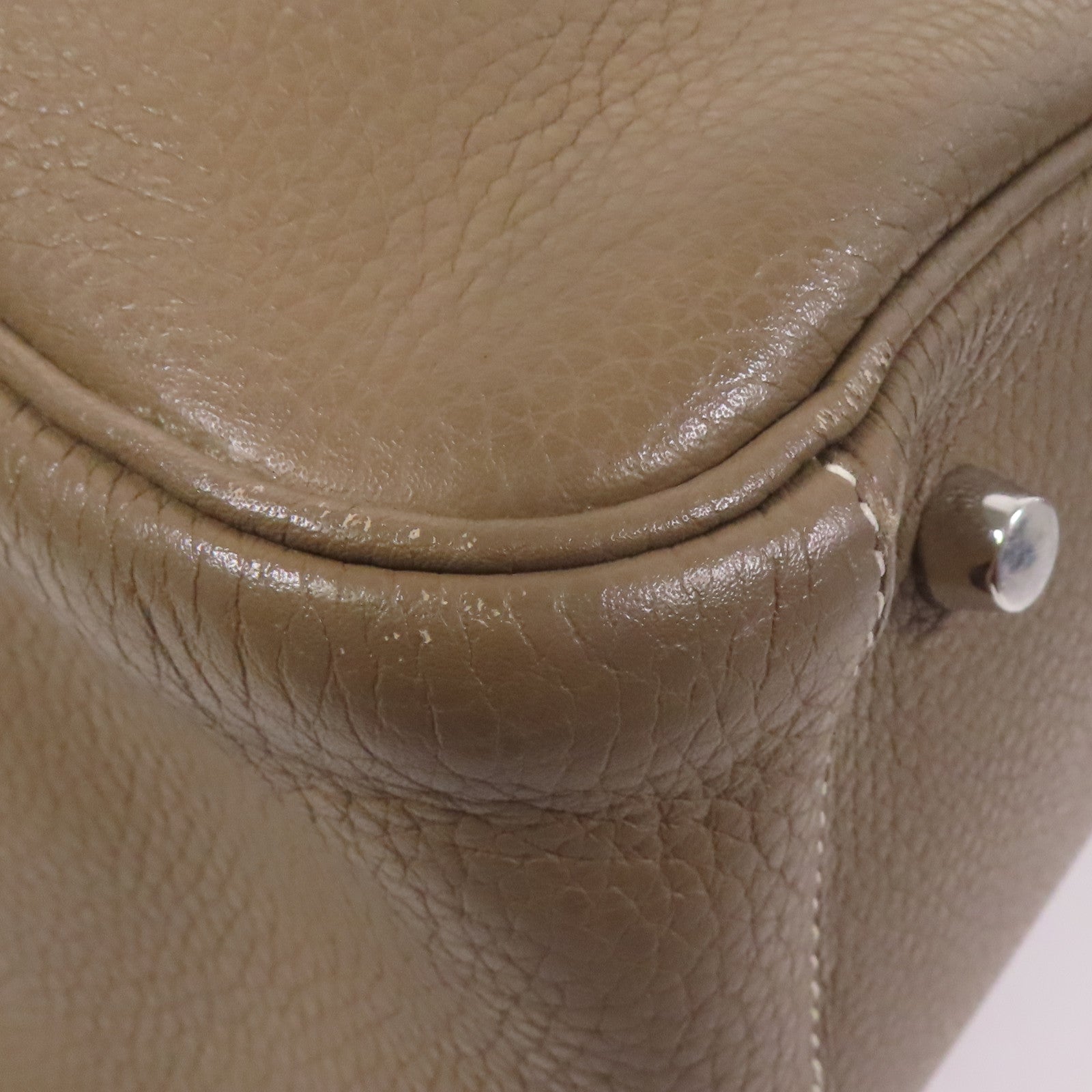 HERMES Clemence皮革Lindy 34銀扣手挽肩背兩用袋Etoupe