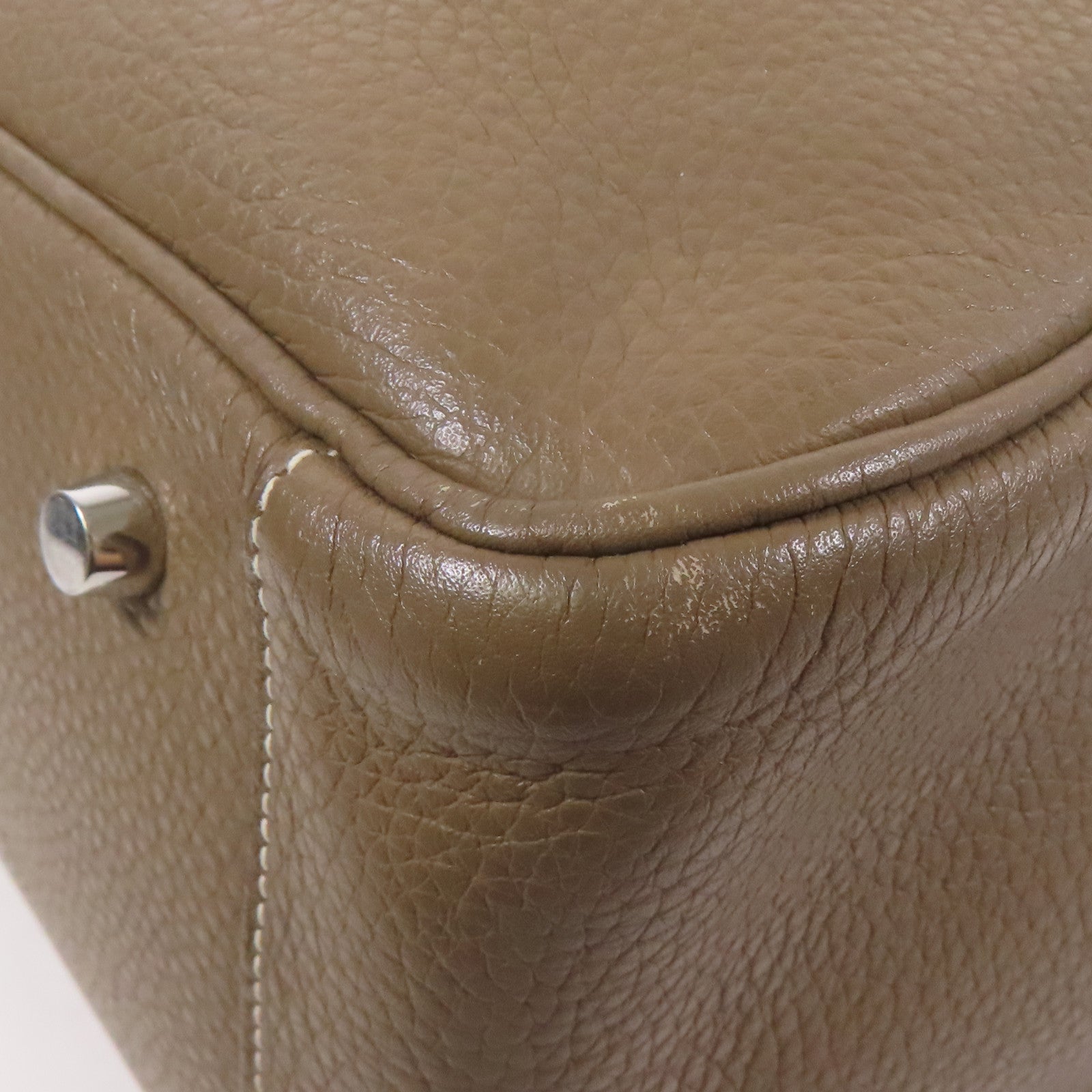 HERMES Clemence皮革Lindy 34銀扣手挽肩背兩用袋Etoupe