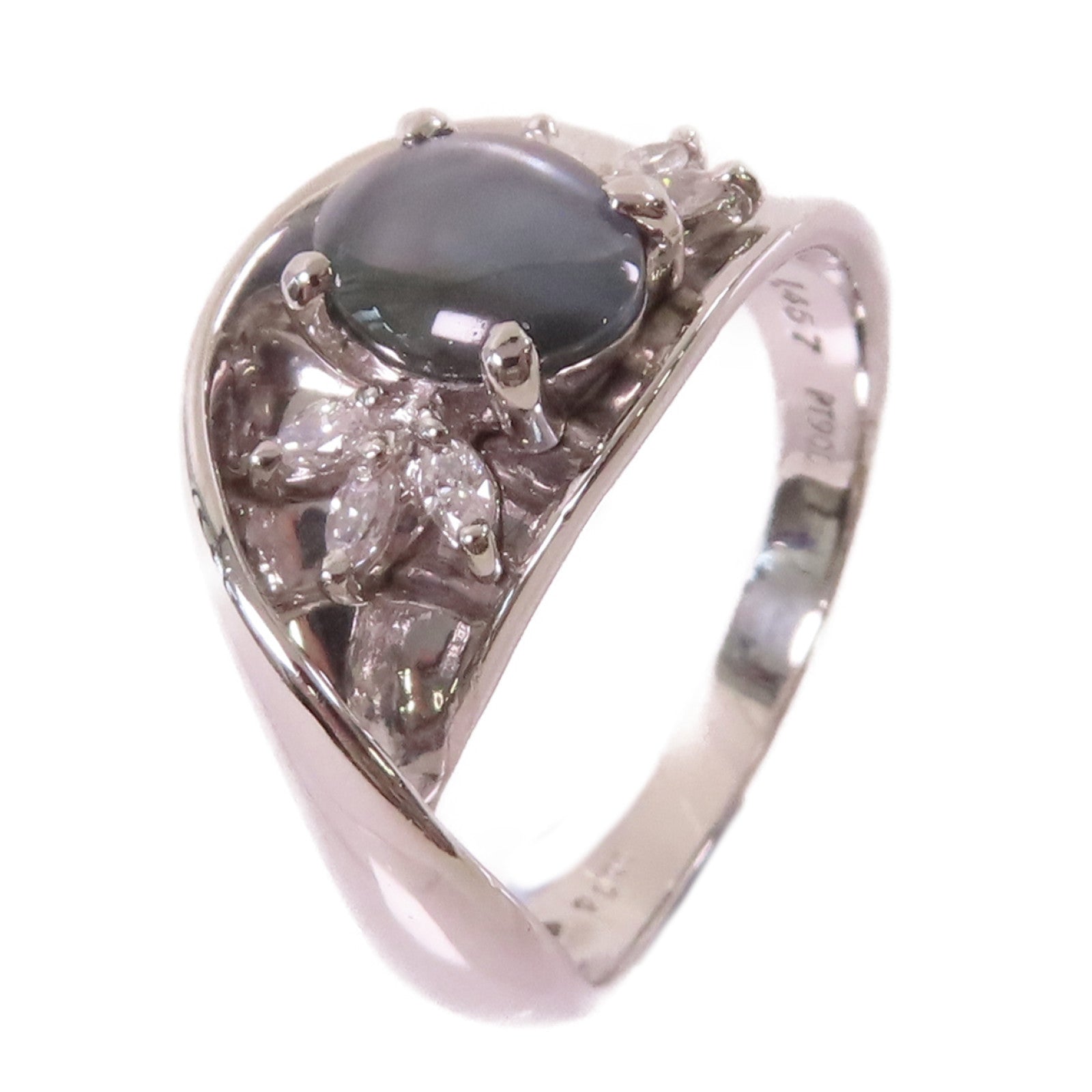 JEWELRY **【激減優惠】PT900鉑金/1.457ct貓眼石/0.15ct鑽石Cat Eye Ring戒指#6.75