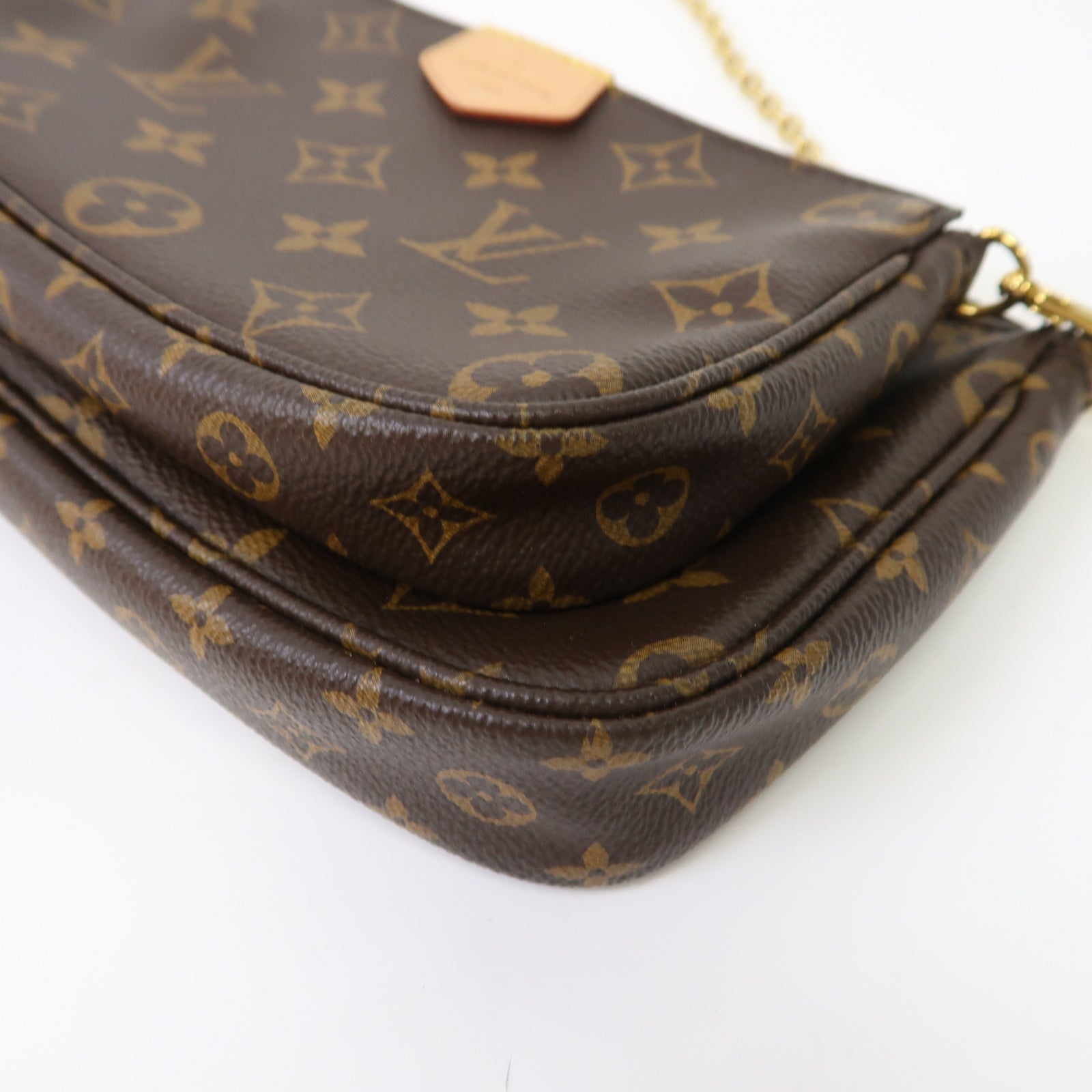 LOUIS VUITTON Monogram Multi Pochette金扣手挽肩背兩用袋啡色/粉紅色