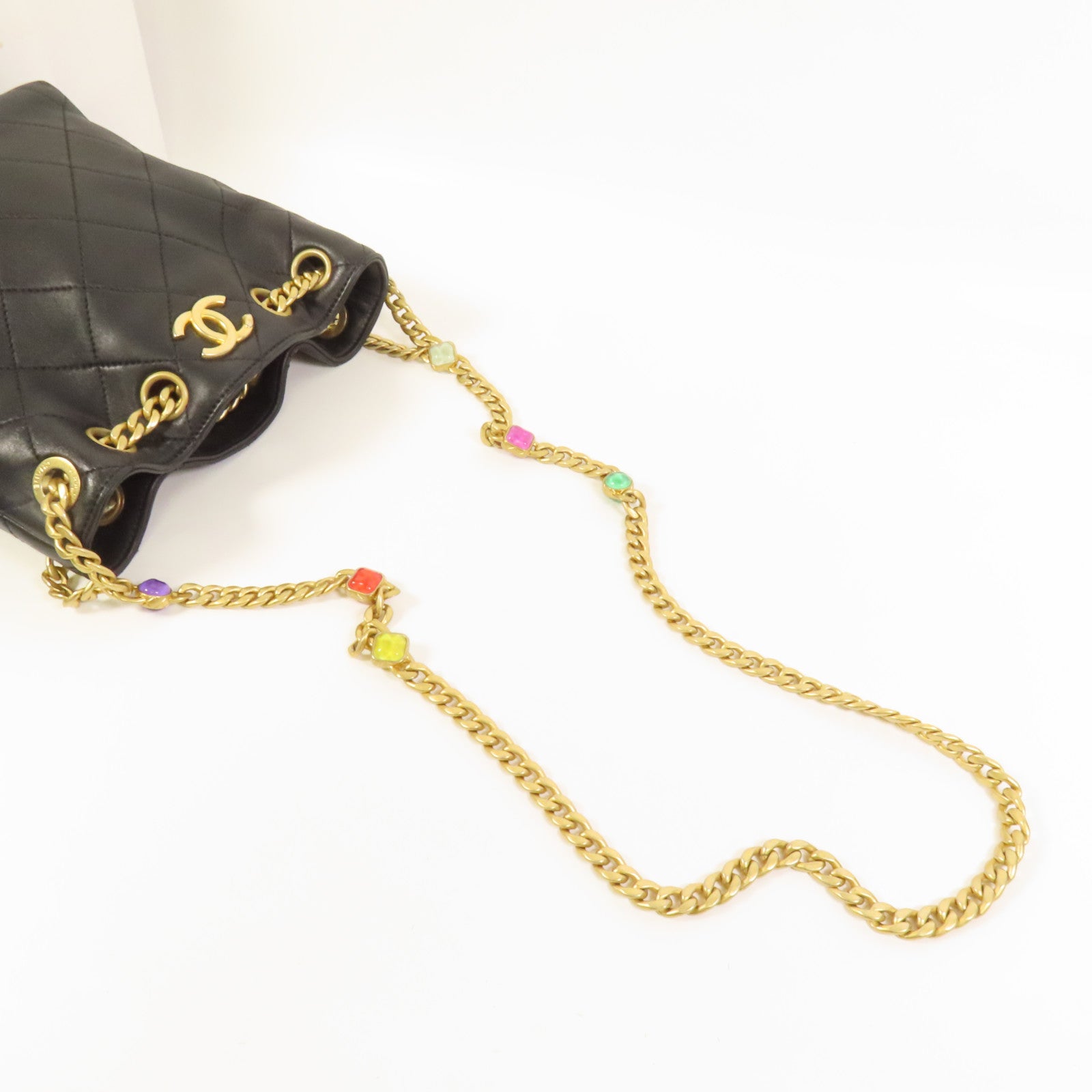 CHANEL 牛皮皮革Chain Shoulder金扣鏈帶肩背袋